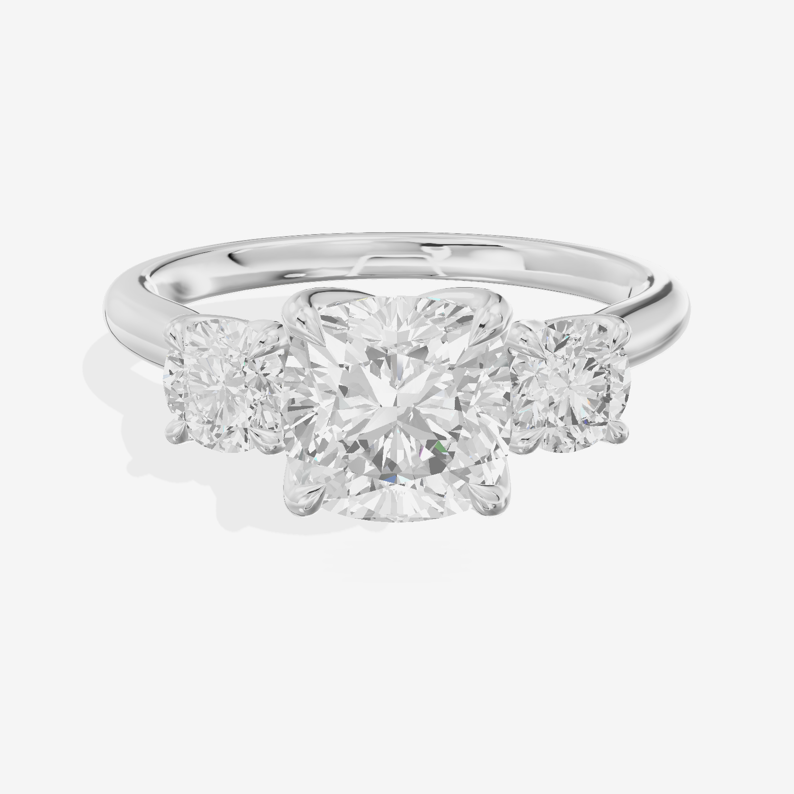 Grand Triade Cushion Three Stone Engagement Ring (2/5 ct. tw.) in 18K White Gold