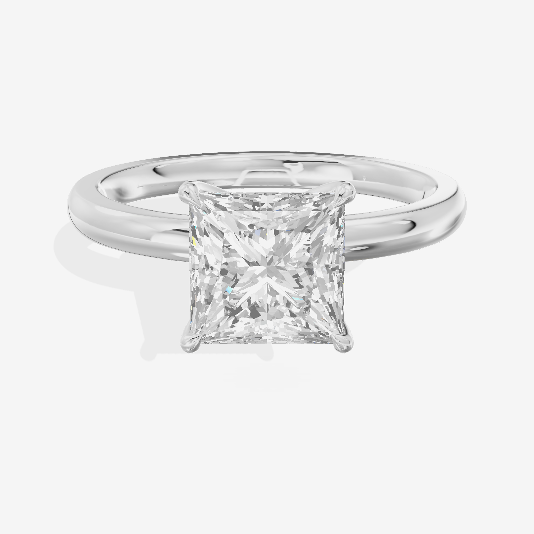 Petite Tender 2mm Princess Solitaire Engagement Ring in 18K White Gold