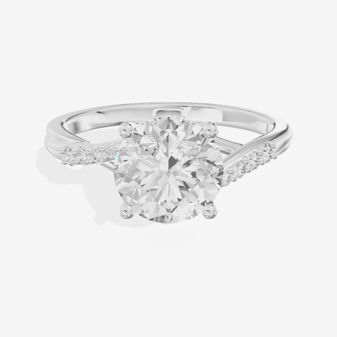 Aimora Hidden Halo Round Engagement Ring (1/8 ct. tw.) in 18K White Gold