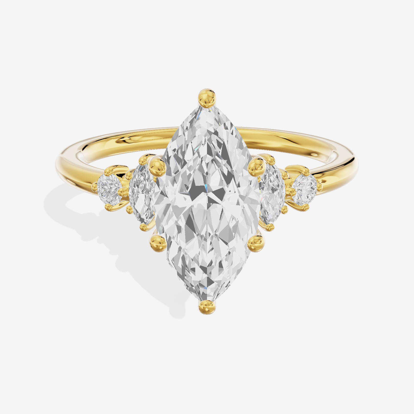 Hallowed Halcyon Marquise Engagement Ring with Side Stones (1/6 ct. tw.) in 14K Yellow Gold