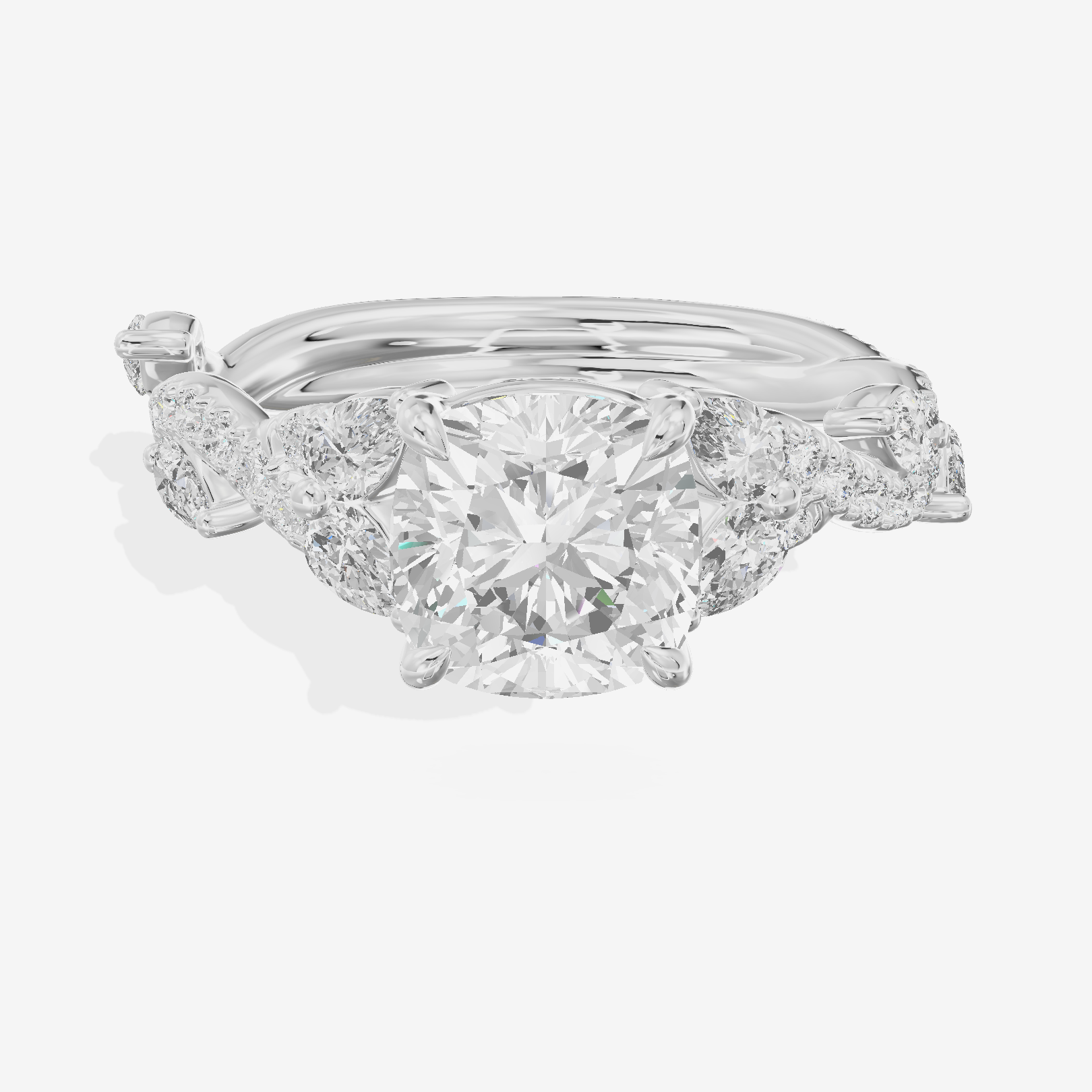 Vintage Heartline Cushion Engagement Ring (2/3 ct. tw.) in 18K White Gold