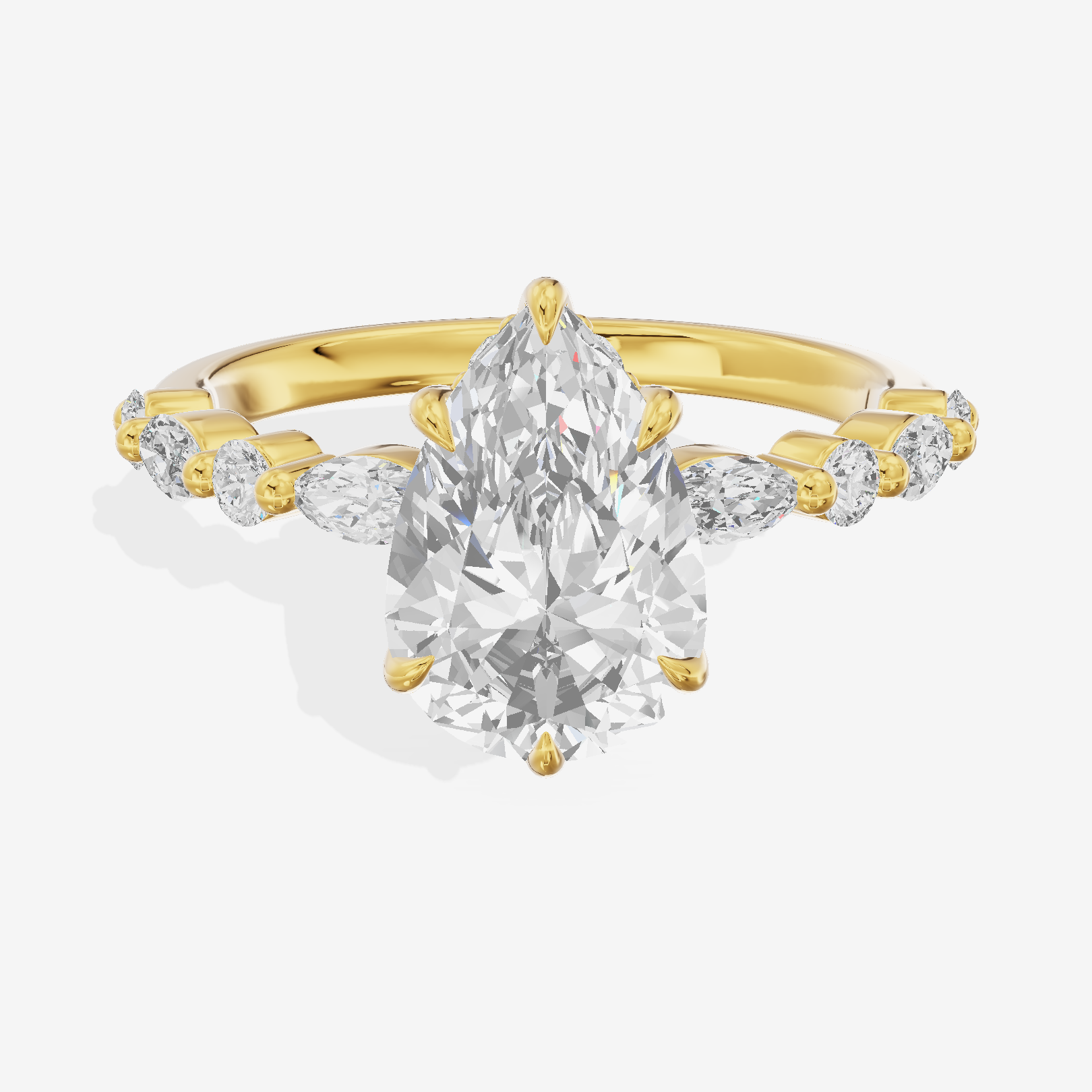 Twine Hidden Halo Pear Engagement Ring (1/20 ct. tw.) in 14K Yellow Gold