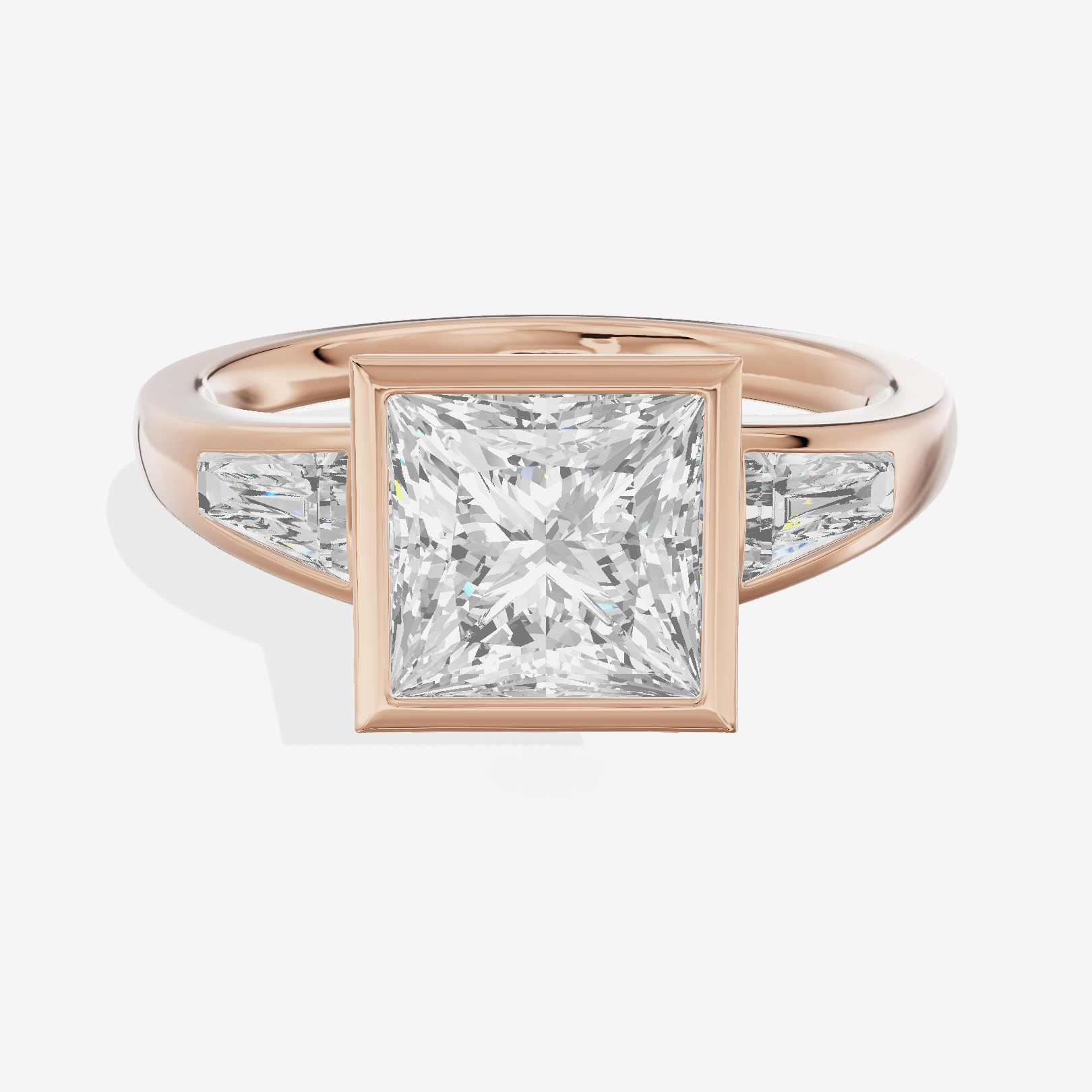 Modern Triade Princess Three Stone Engagement Ring (1/2 ct. tw.) in 18K Rose Gold