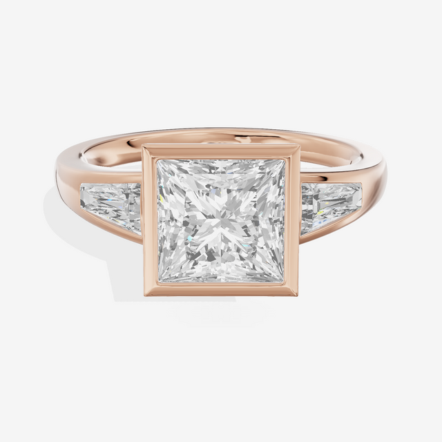 Modern Triade Princess Three Stone Engagement Ring (1/2 ct. tw.) in 18K Rose Gold