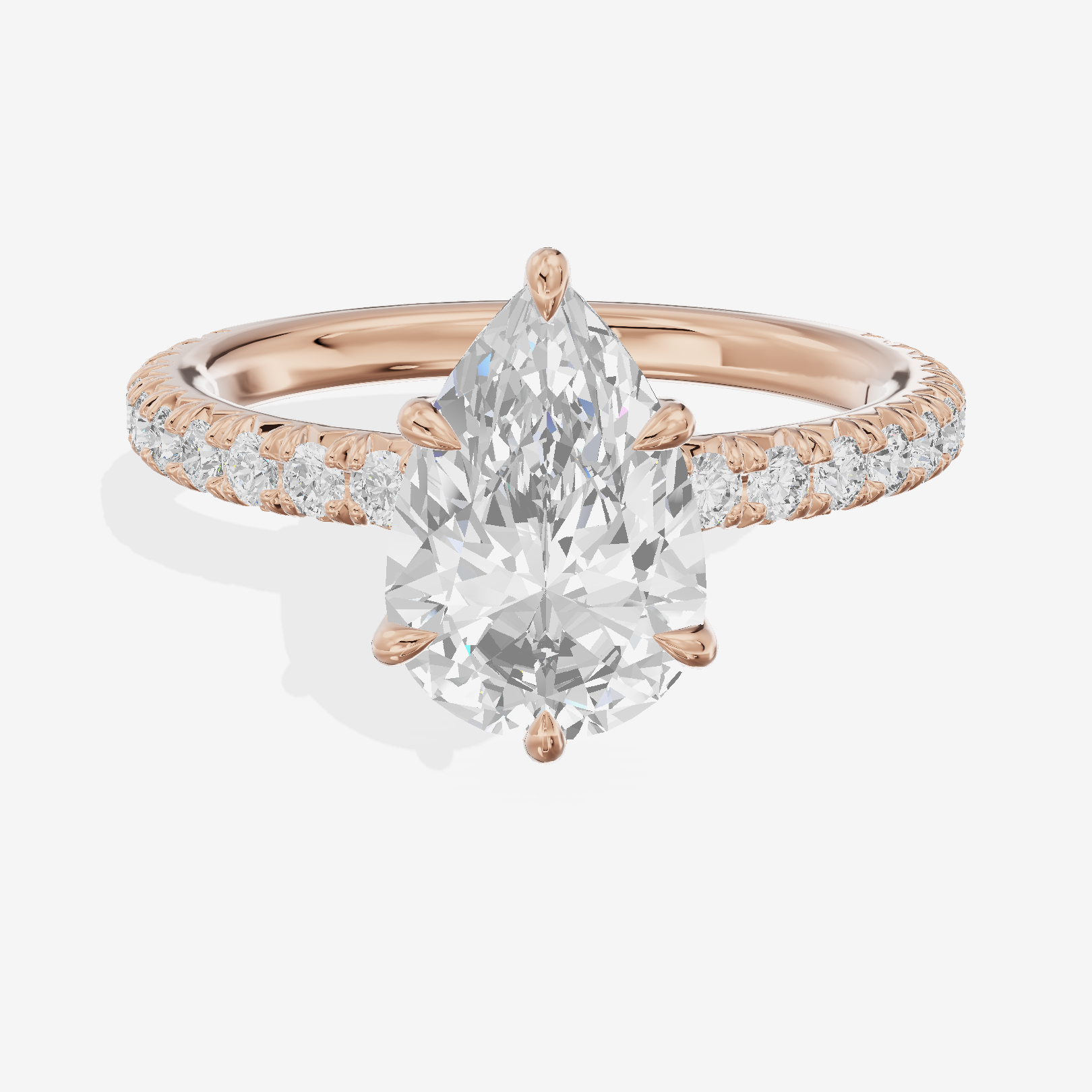 Petite Trueheart Pear Engagement Ring with Side Stones (2/5 ct. tw.) in 14K Rose Gold