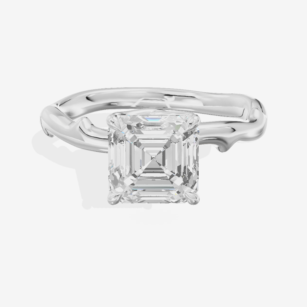 Grand Cherubine Asscher Engagement Ring with Side Stones (1/4 ct. tw.) in 14K White Gold