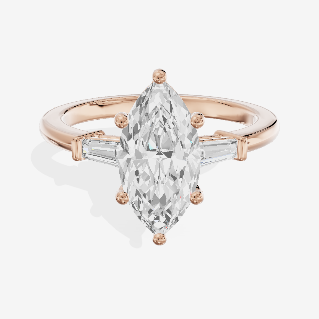 Eternal Coeurine Three Stone Marquise Engagement Ring (1/5 ct. tw.) in 18K Rose Gold