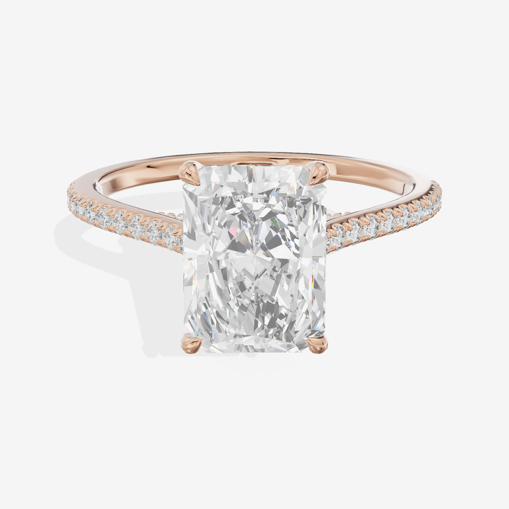 Grand Tender Radiant Engagement Ring with Side Stones (1/8 ct. tw.) in 14K Rose Gold