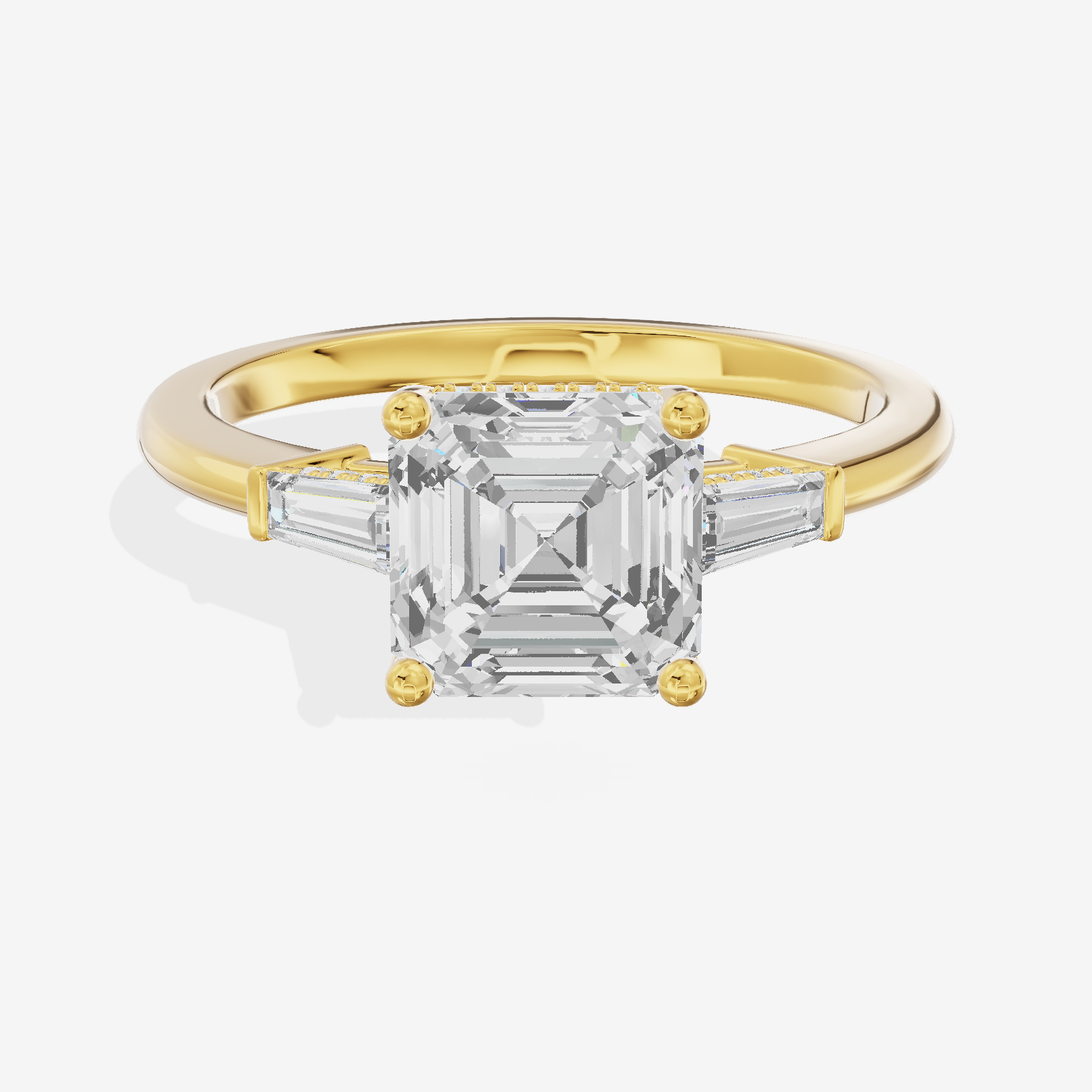 Promezza Hidden Halo Asscher Engagement Ring (1/20 ct. tw.) in 14K Yellow Gold