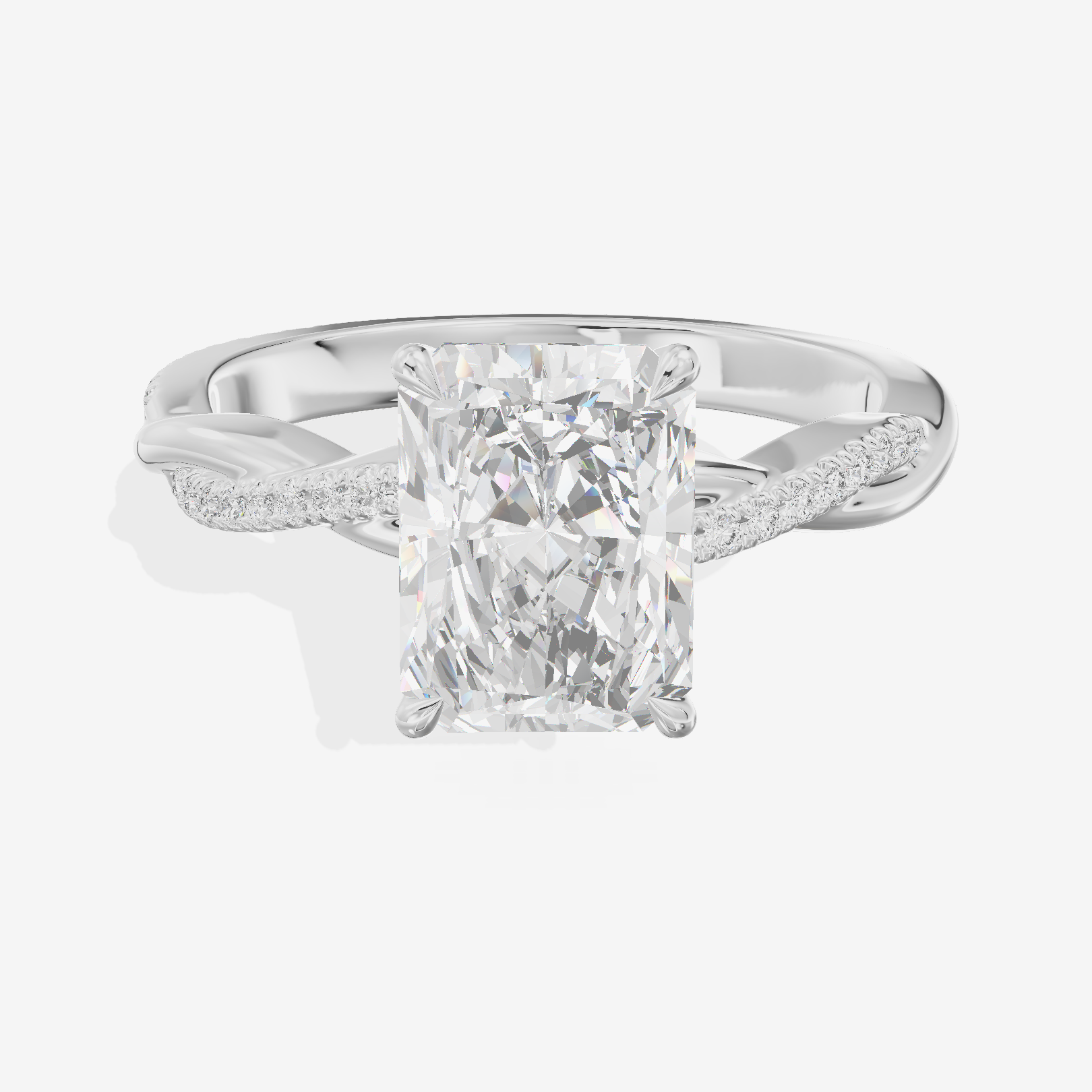 Petite Lumera Radiant Pavé Engagement Ring (1/8 ct. tw.) in Platinum