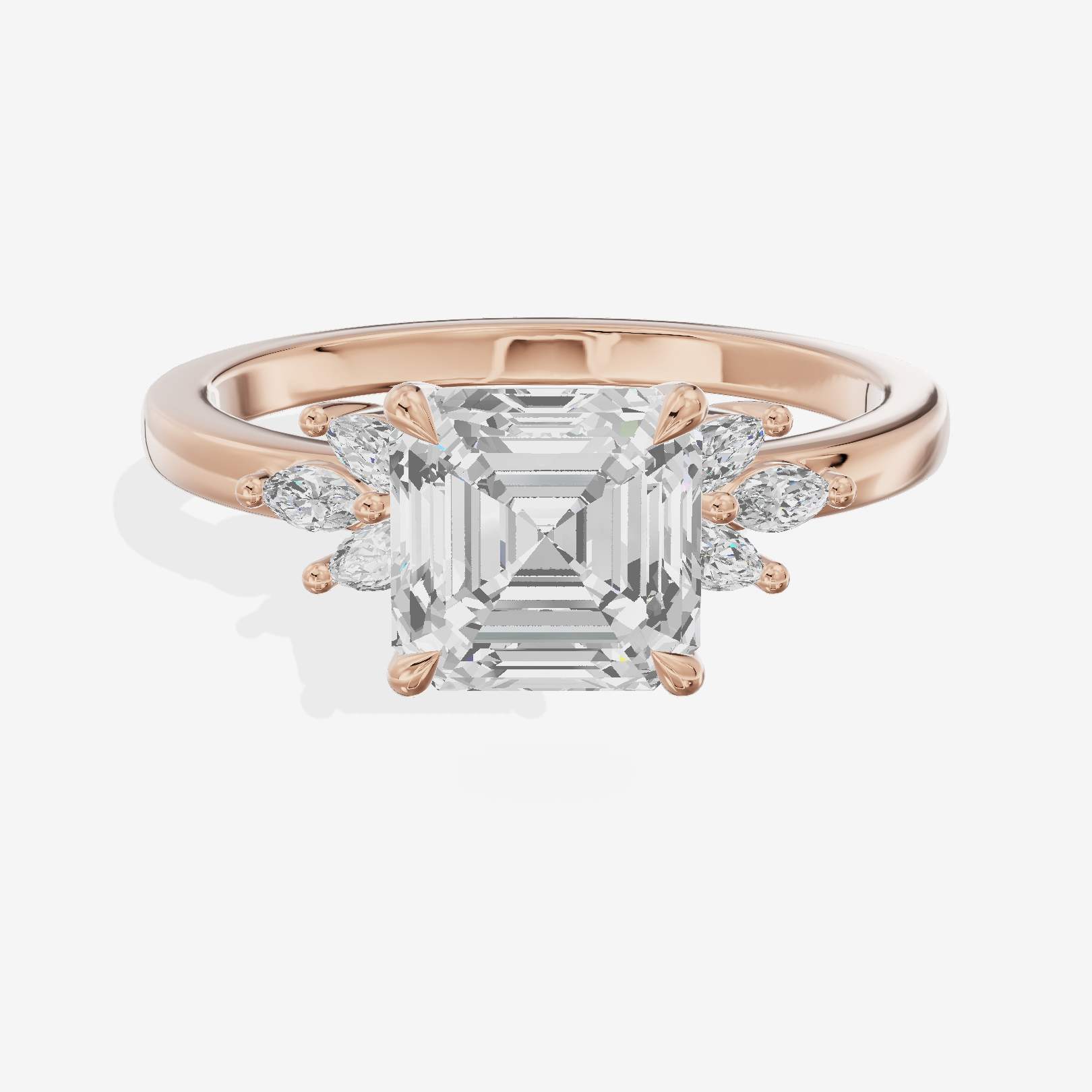 Modern Halcyon Asscher Engraved Engagement Ring (1/5 ct. tw.) in 18K Rose Gold