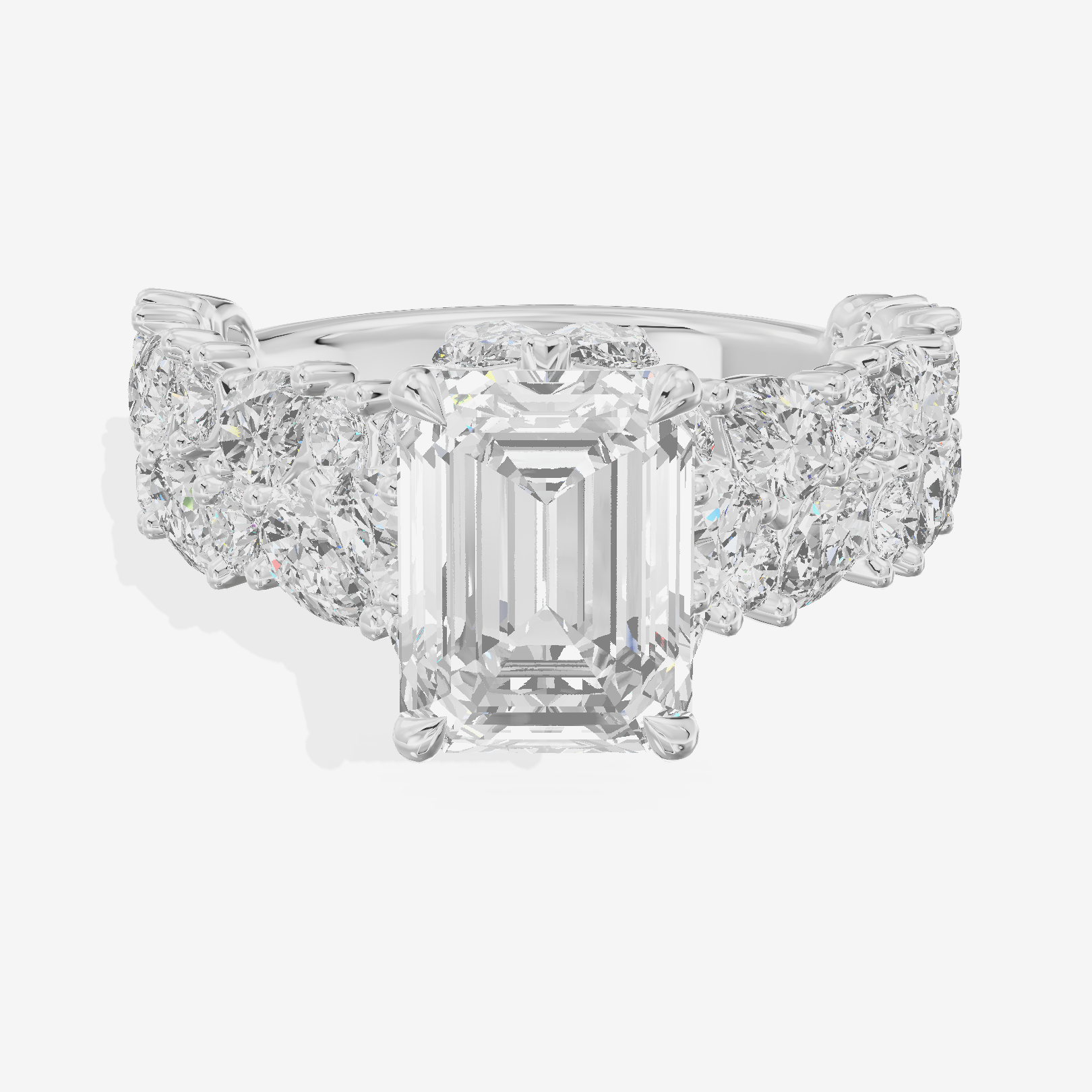 Grand Janevra Emerald Engagement Ring with Side Stones (3/4 ct. tw.) in Platinum