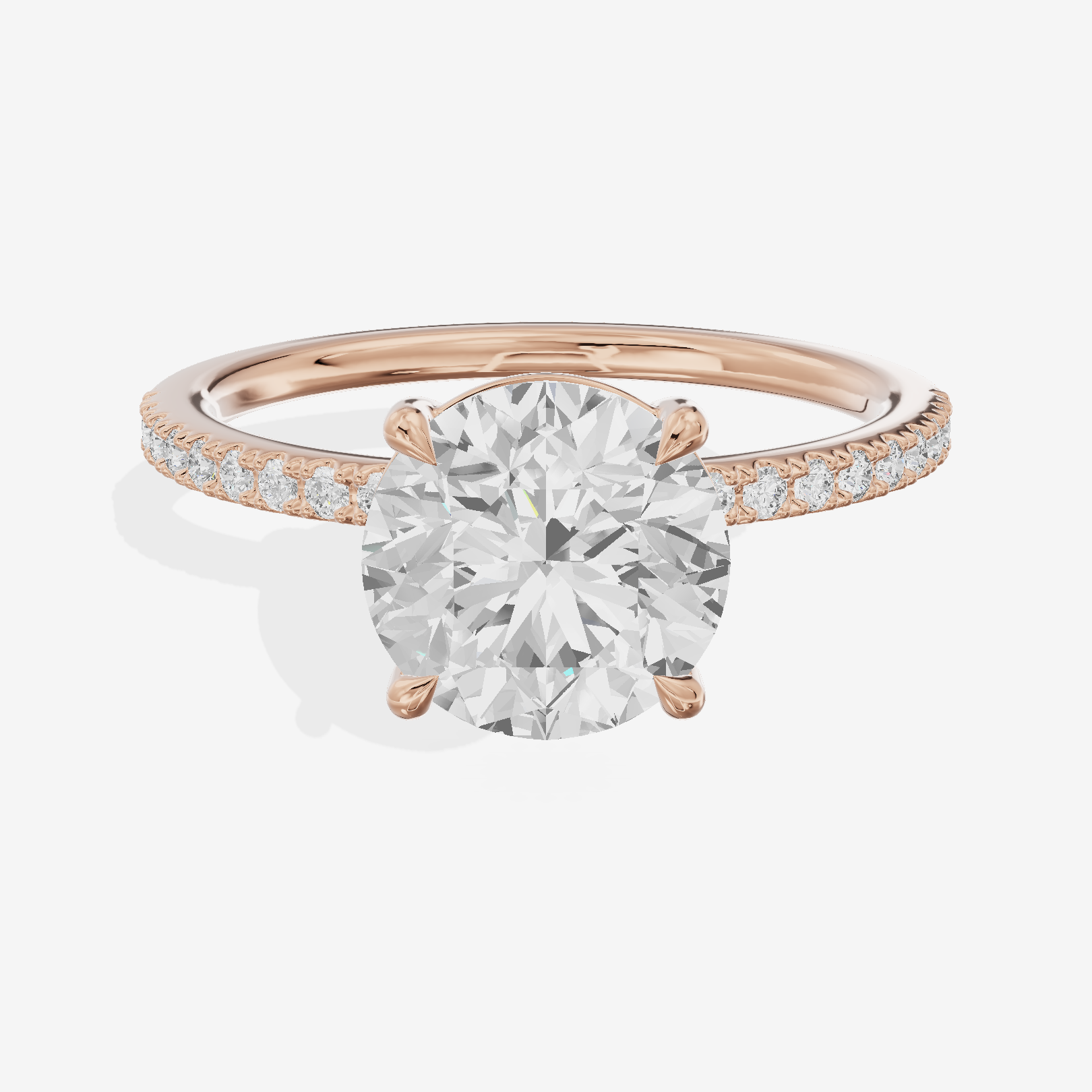 Tender Vowsae Round Engagement Ring with Side Stones (1/8 ct. tw.) in 14K Rose Gold