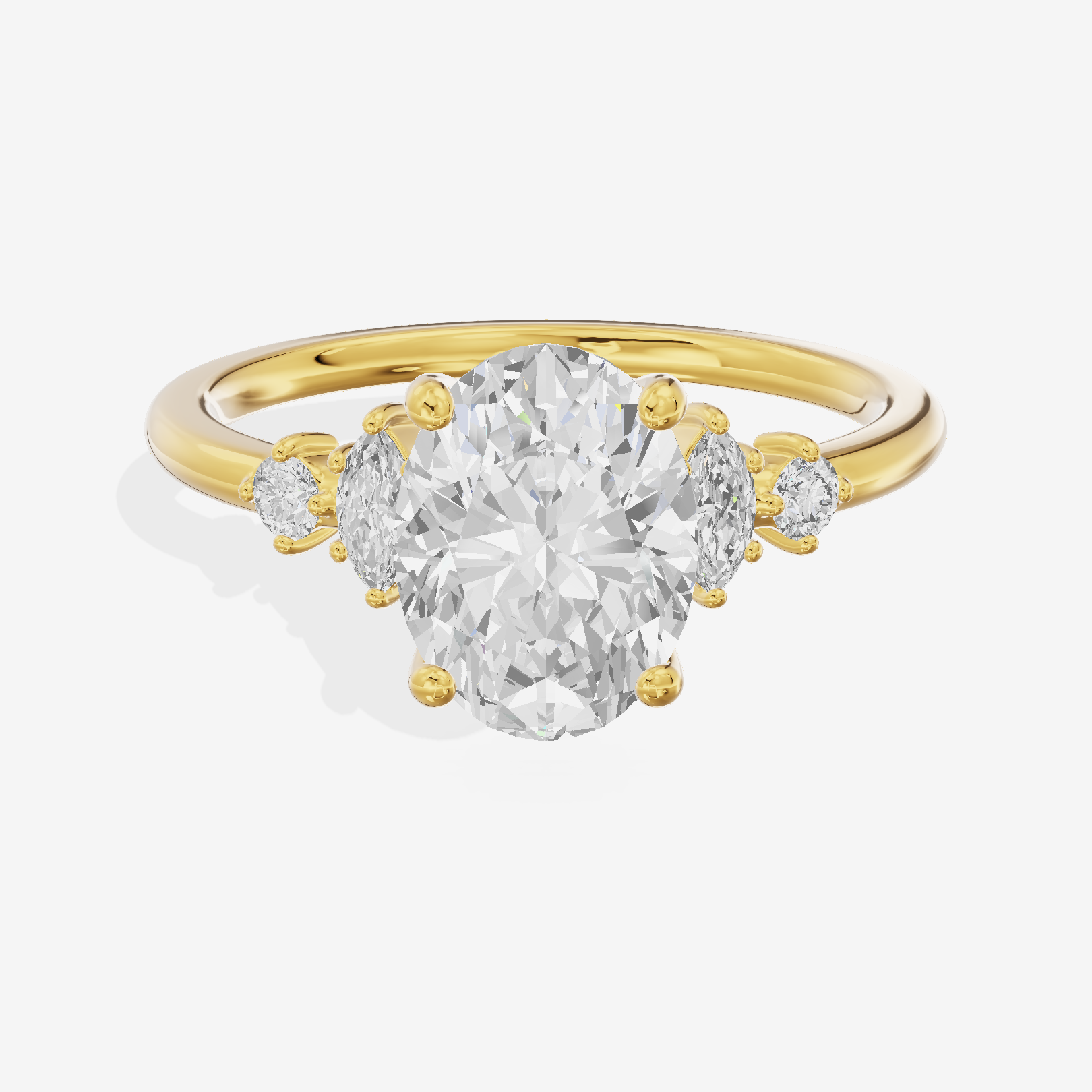 Petite Heartline Oval Engagement Ring with Side Stones (1/5 ct. tw.) in 18K Yellow Gold