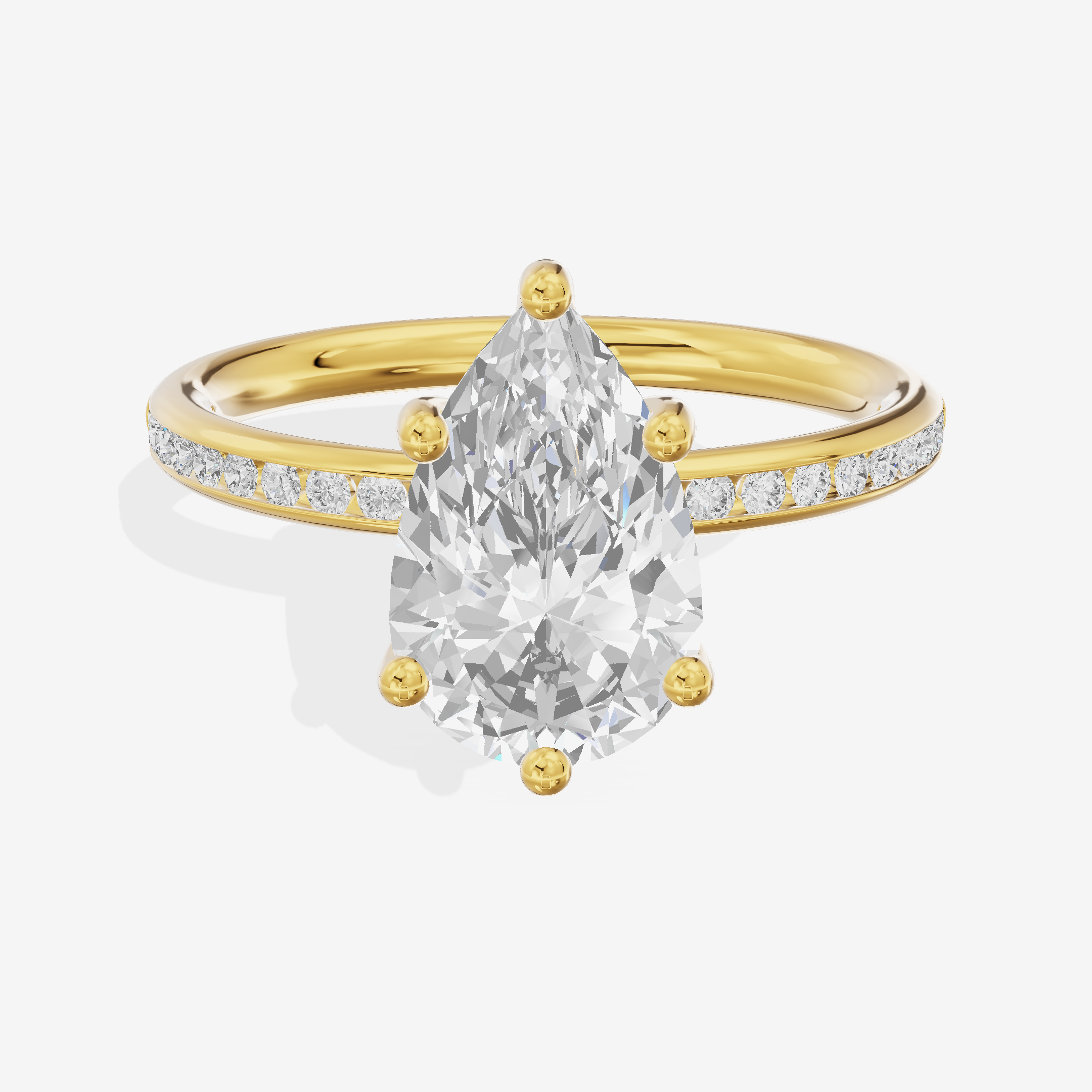 Classic Trellise Pear Engagement Ring with Side Stones (1/8 ct. tw.) in 18K Yellow Gold