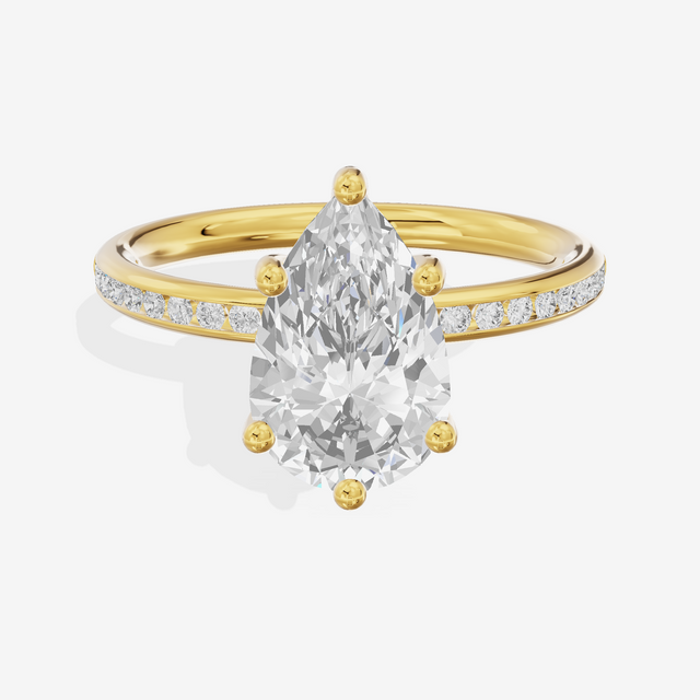 Classic Trellise Pear Engagement Ring with Side Stones (1/8 ct. tw.) in 18K Yellow Gold