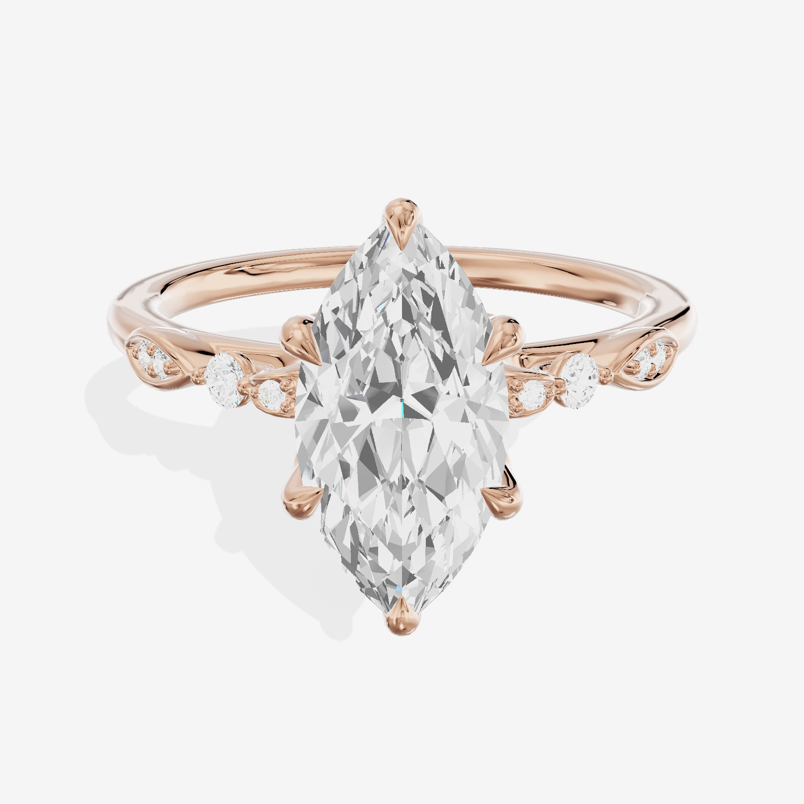 Lightwoven Marquise Engagement Ring with Side Stones (1/6 ct. tw.) in 18K Rose Gold