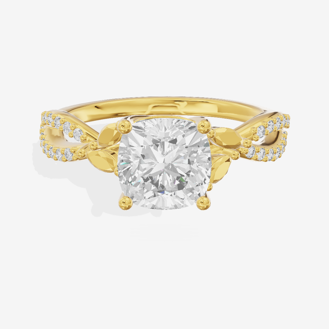 Luxe Domeline 1.5mm Cushion Solitaire Engagement Ring (1/8 ct. tw.) in 14K Yellow Gold