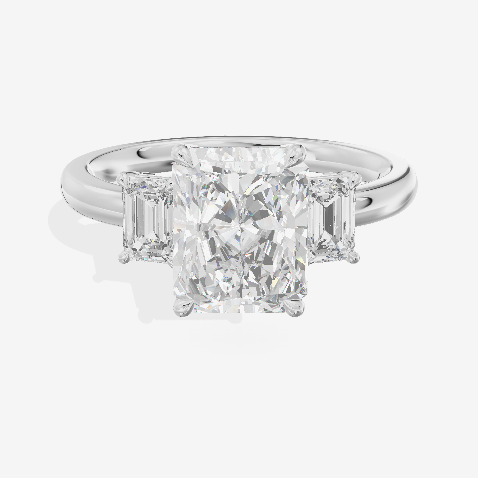 Petite Coeurine Three Stone Radiant Engagement Ring (1/5 ct. tw.) in 18K White Gold