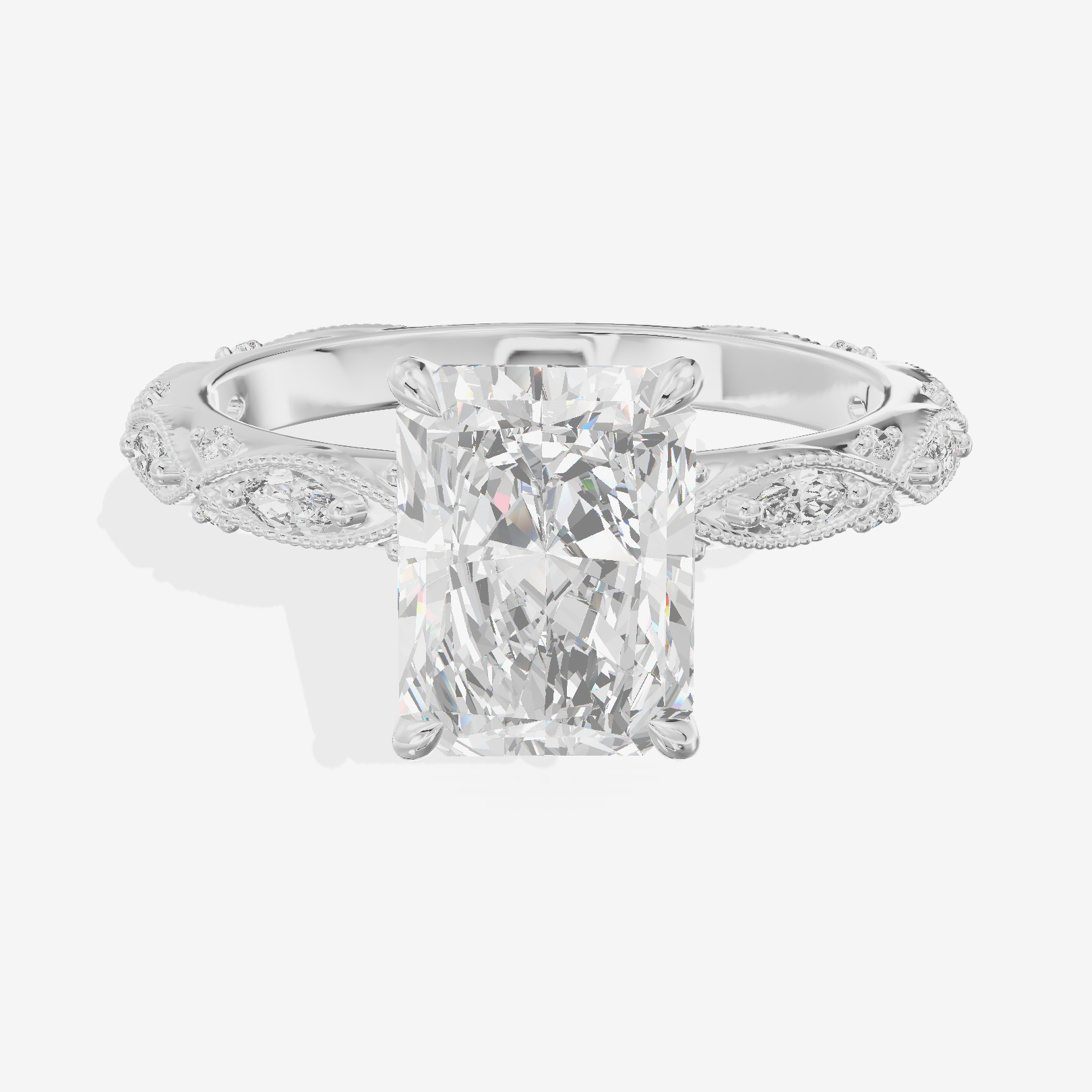 Vintage Whisper Radiant Engagement Ring (1/4 ct. tw.) in 18K White Gold