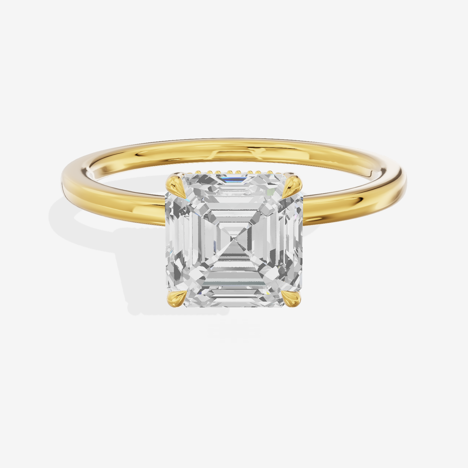 Grand Cherubine Asscher Engagement Ring with Side Stones (1/4 ct. tw.) in 18K Yellow Gold