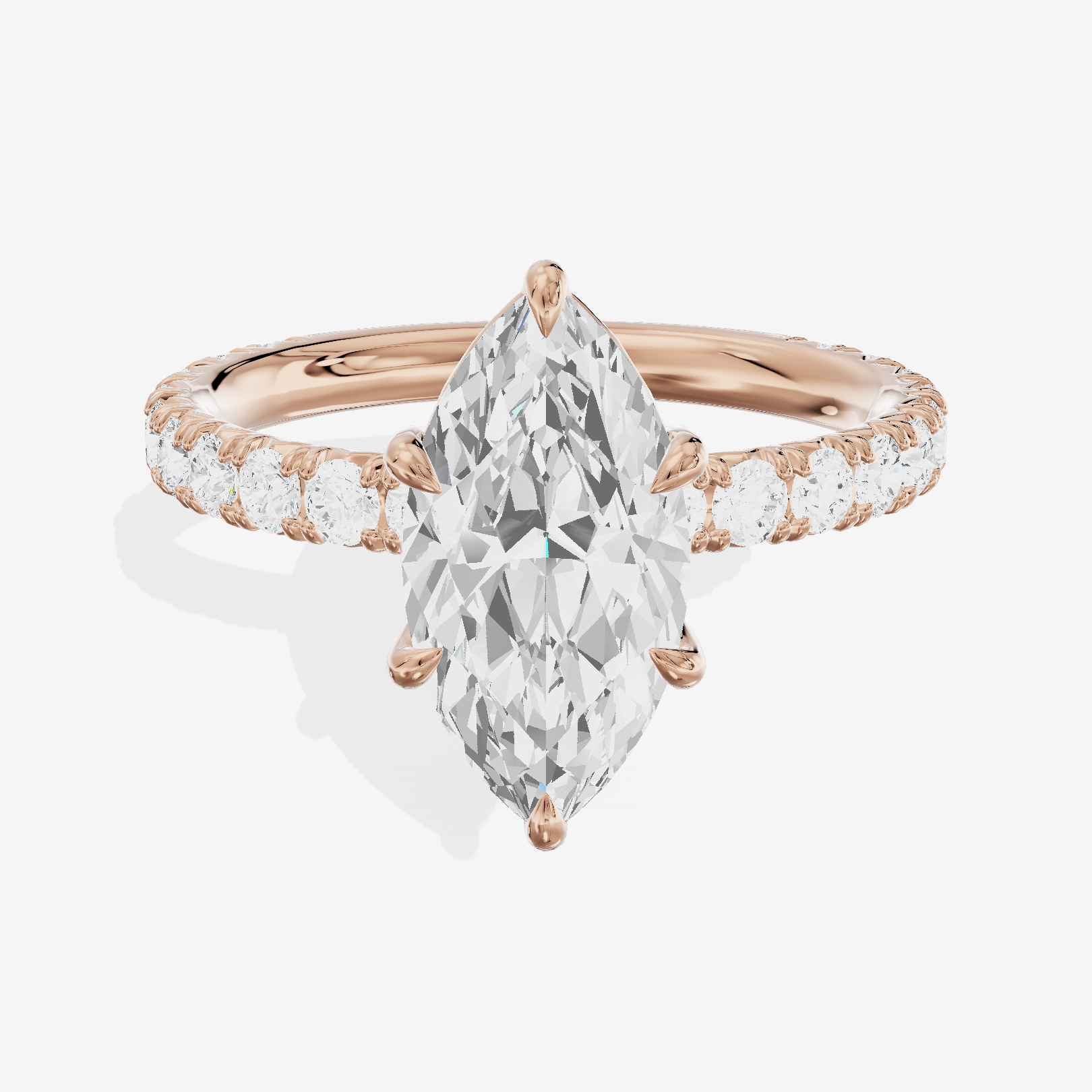 Twined Promezza Marquise Engagement Ring with Side Stones (1/2 ct. tw.) in 14K Rose Gold