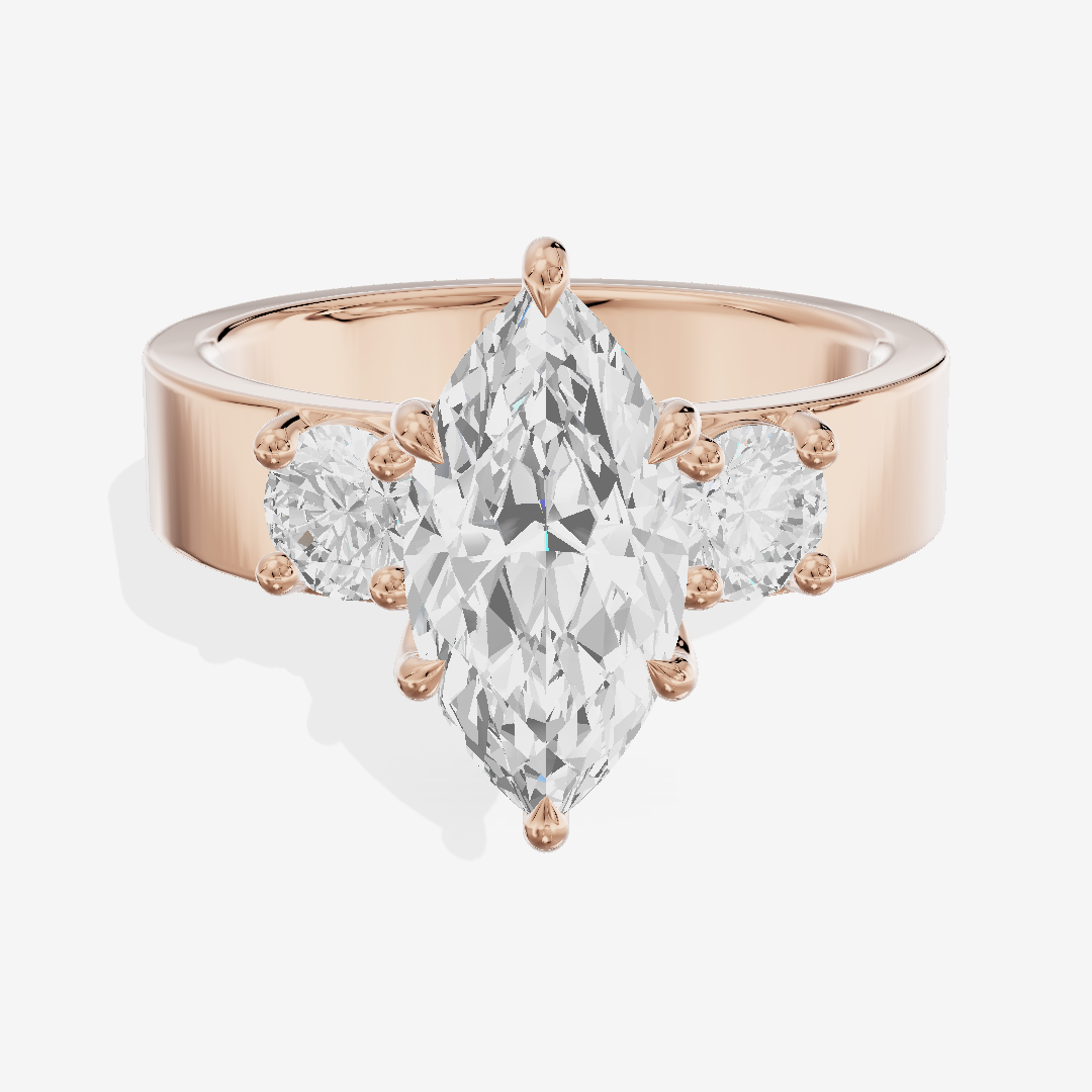 Royal Vowsae Three Stone Marquise Engagement Ring (1/2 ct. tw.) in 18K Rose Gold