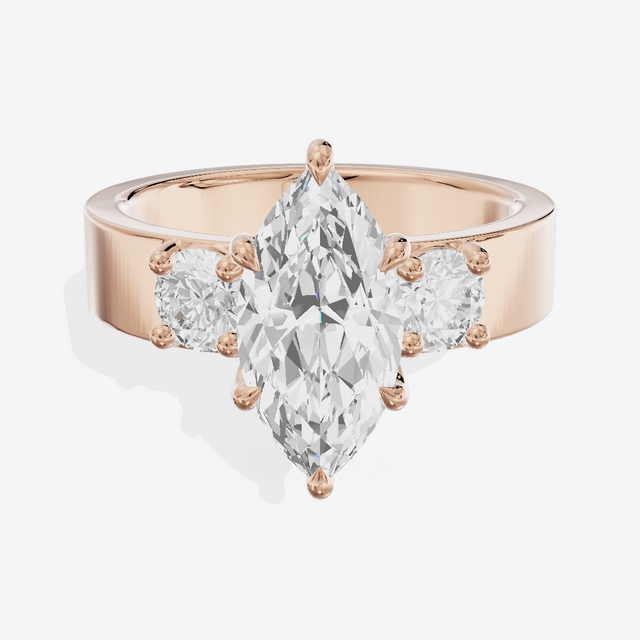 Royal Vowsae Three Stone Marquise Engagement Ring (1/2 ct. tw.) in 18K Rose Gold