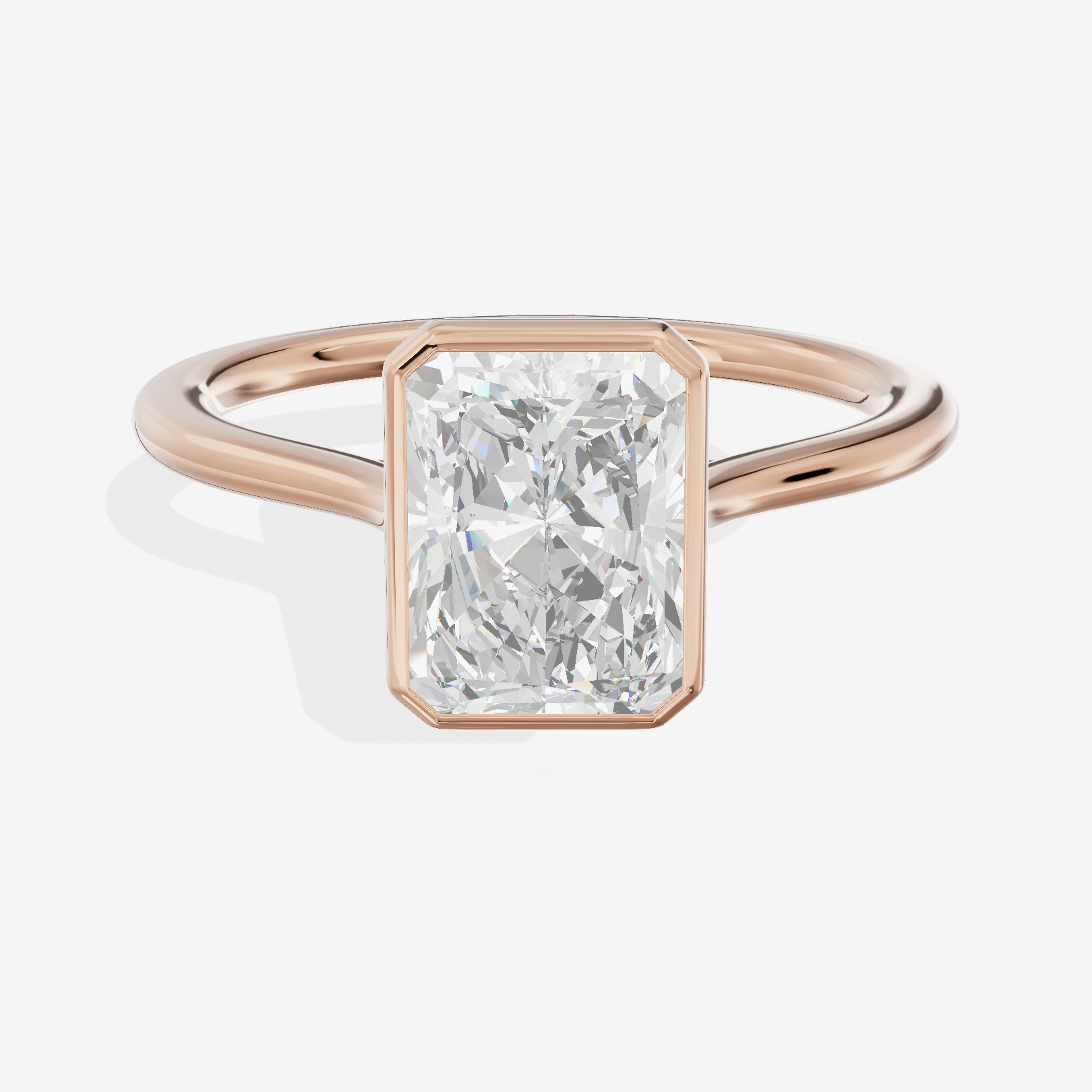 Petite Vowsae 1.5mm Radiant Bezel Engagement Ring in 14K Rose Gold