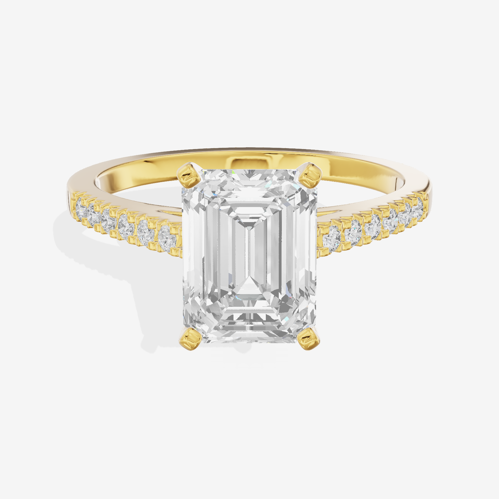 Sworn Vowsae Emerald Engagement Ring with Side Stones (1/10 ct. tw.) in 18K Yellow Gold