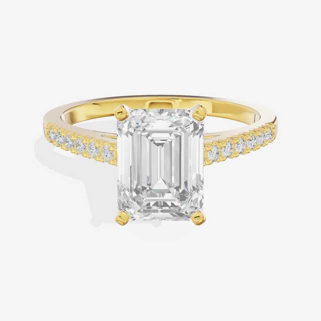 Sworn Vowsae Emerald Engagement Ring with Side Stones (1/10 ct. tw.) in 18K Yellow Gold