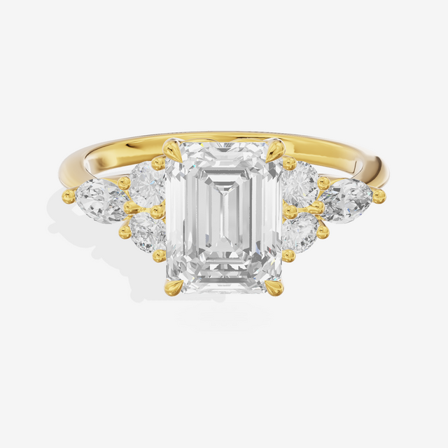 Luxe Vowsae Emerald Engagement Ring with Side Stones (2/5 ct. tw.) in 14K Yellow Gold