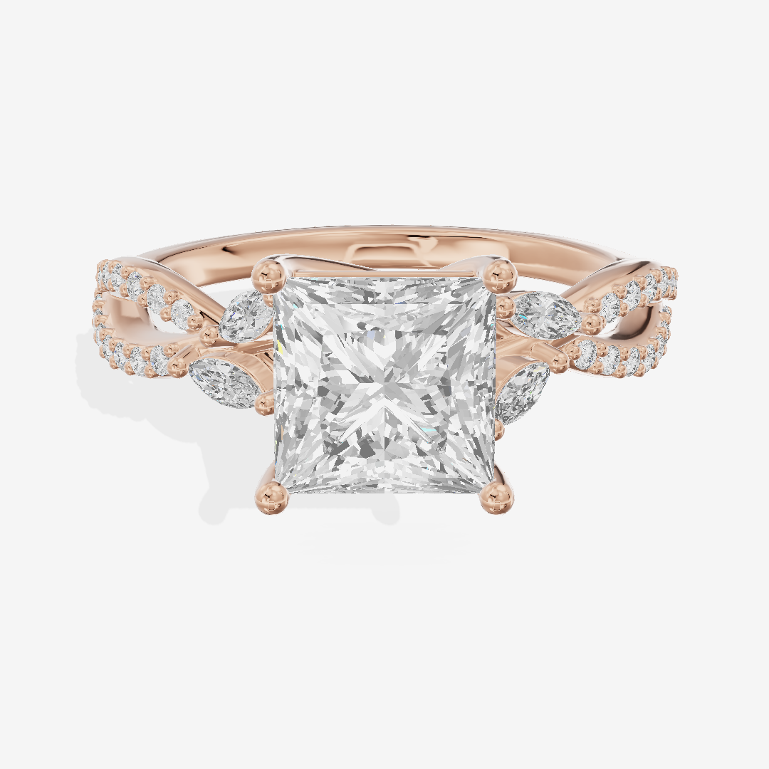 Luxe Domeline 1.5mm Princess Solitaire Engagement Ring (1/8 ct. tw.) in 18K Rose Gold