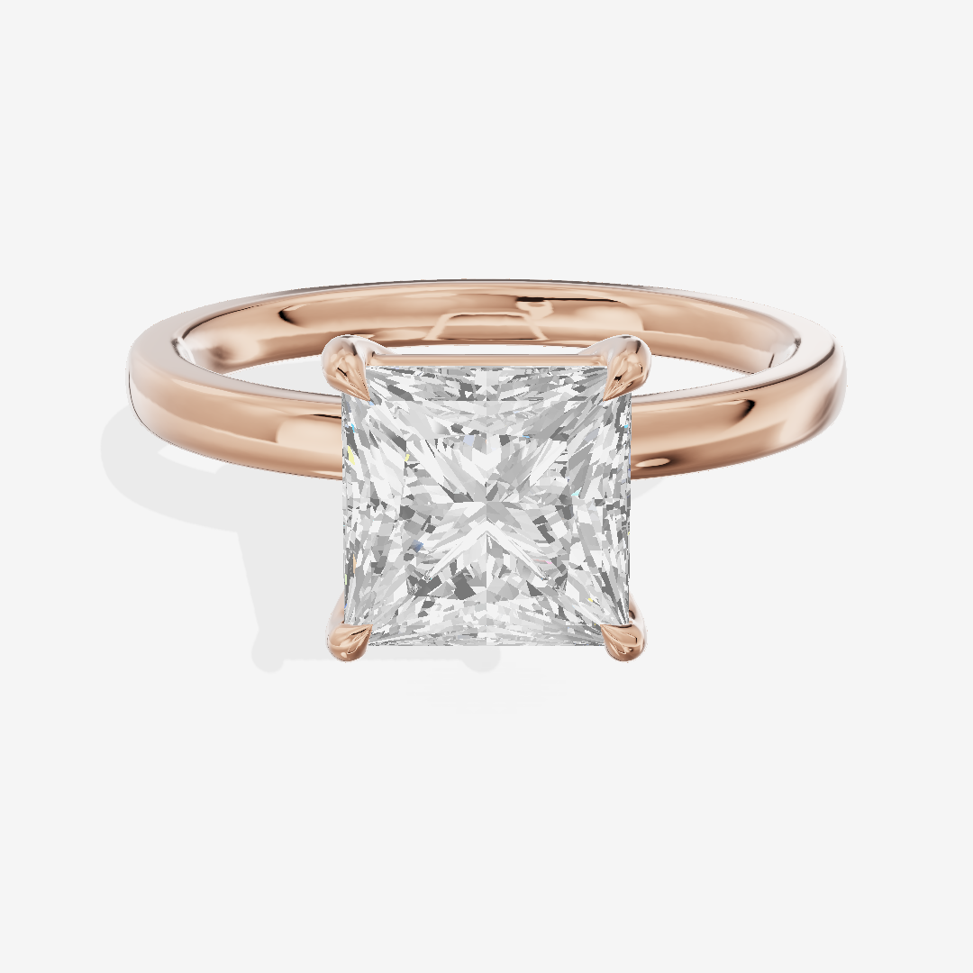 Petite Eversince 2mm Princess Solitaire Engagement Ring in 18K Rose Gold