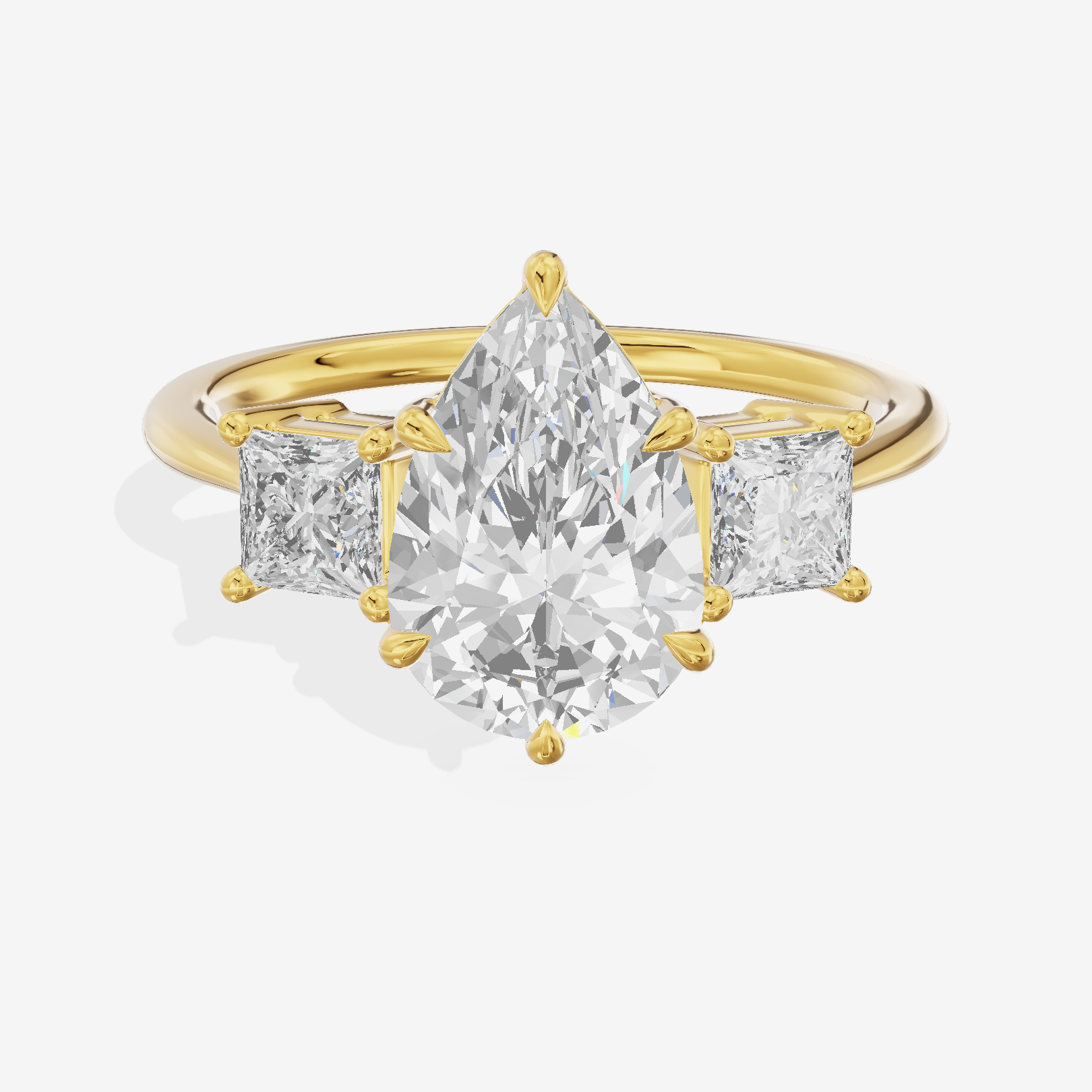 Royal Coeurine Three Stone Pear Engagement Ring (1/2 ct. tw.) in 14K Yellow Gold