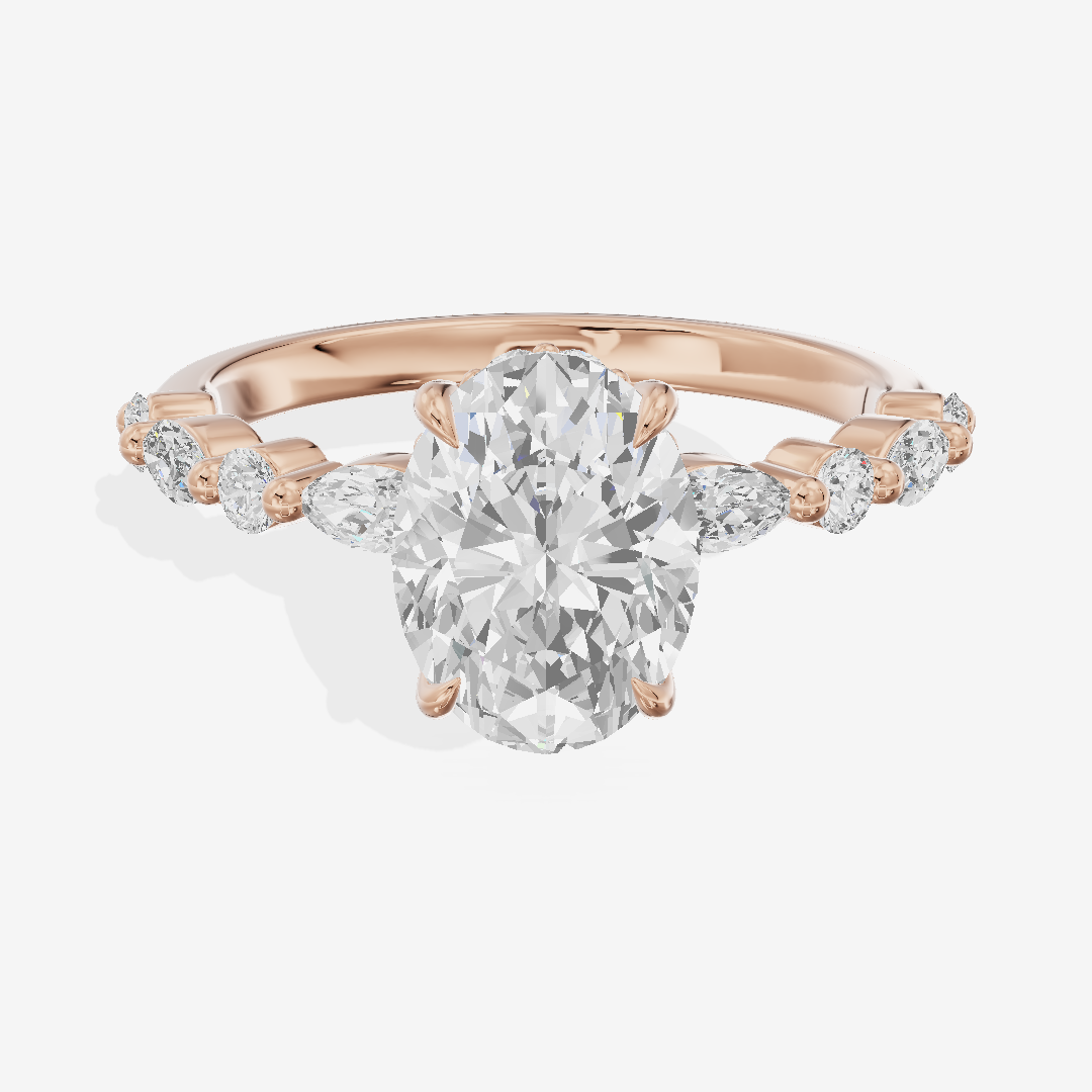 Adorae Pavé Oval Hidden Halo Engagement Ring (1/3 ct. tw.) in 14K Rose Gold