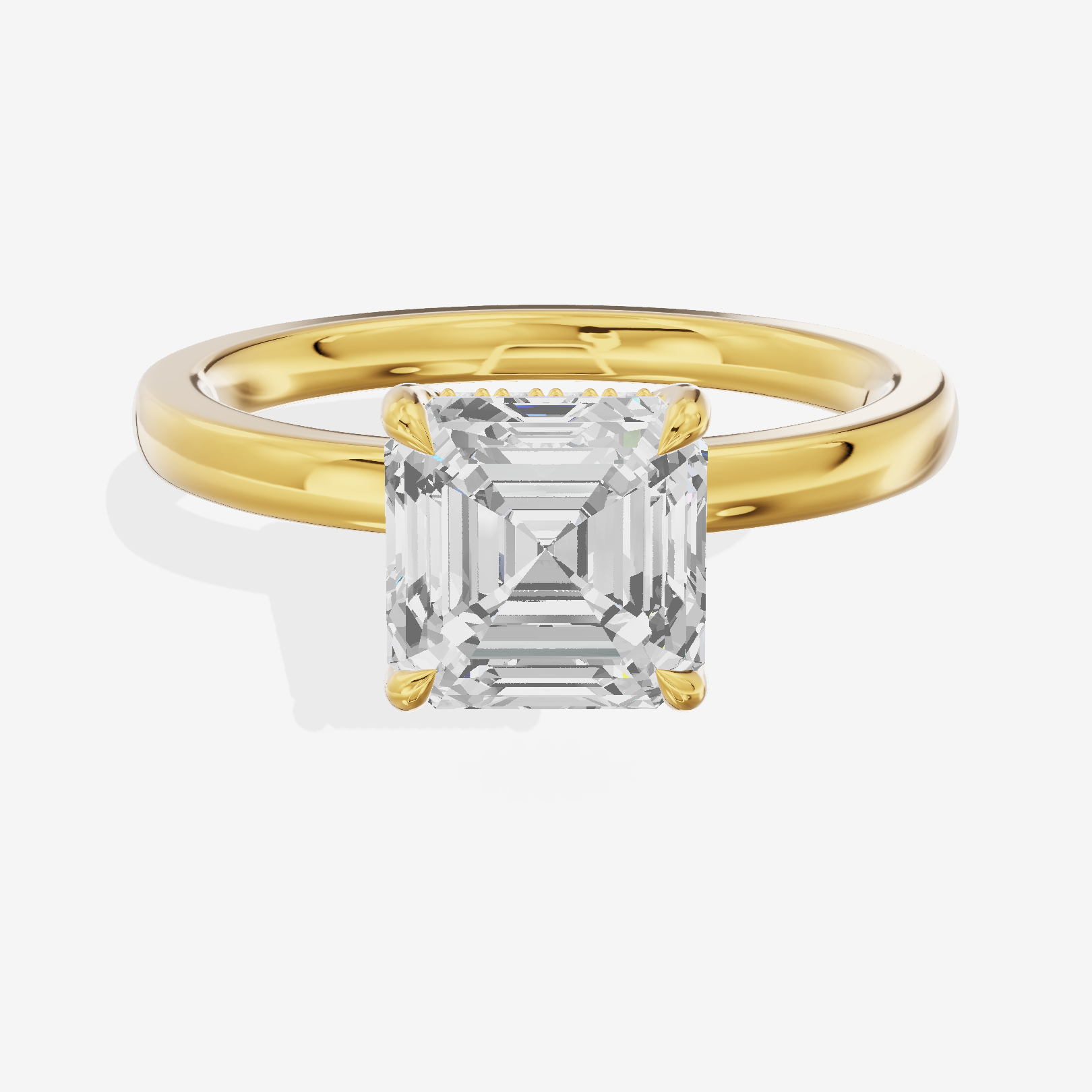 Crowned Whisper Asscher Hidden Halo Engagement Ring in 18K Yellow Gold