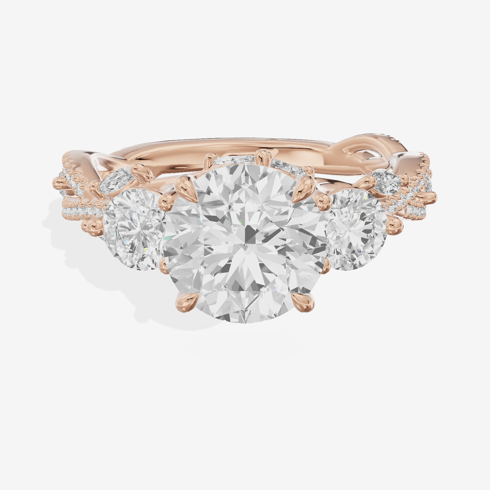 Classic Coeurine Three Stone Round Engagement Ring (3/5 ct. tw.) in 14K Rose Gold