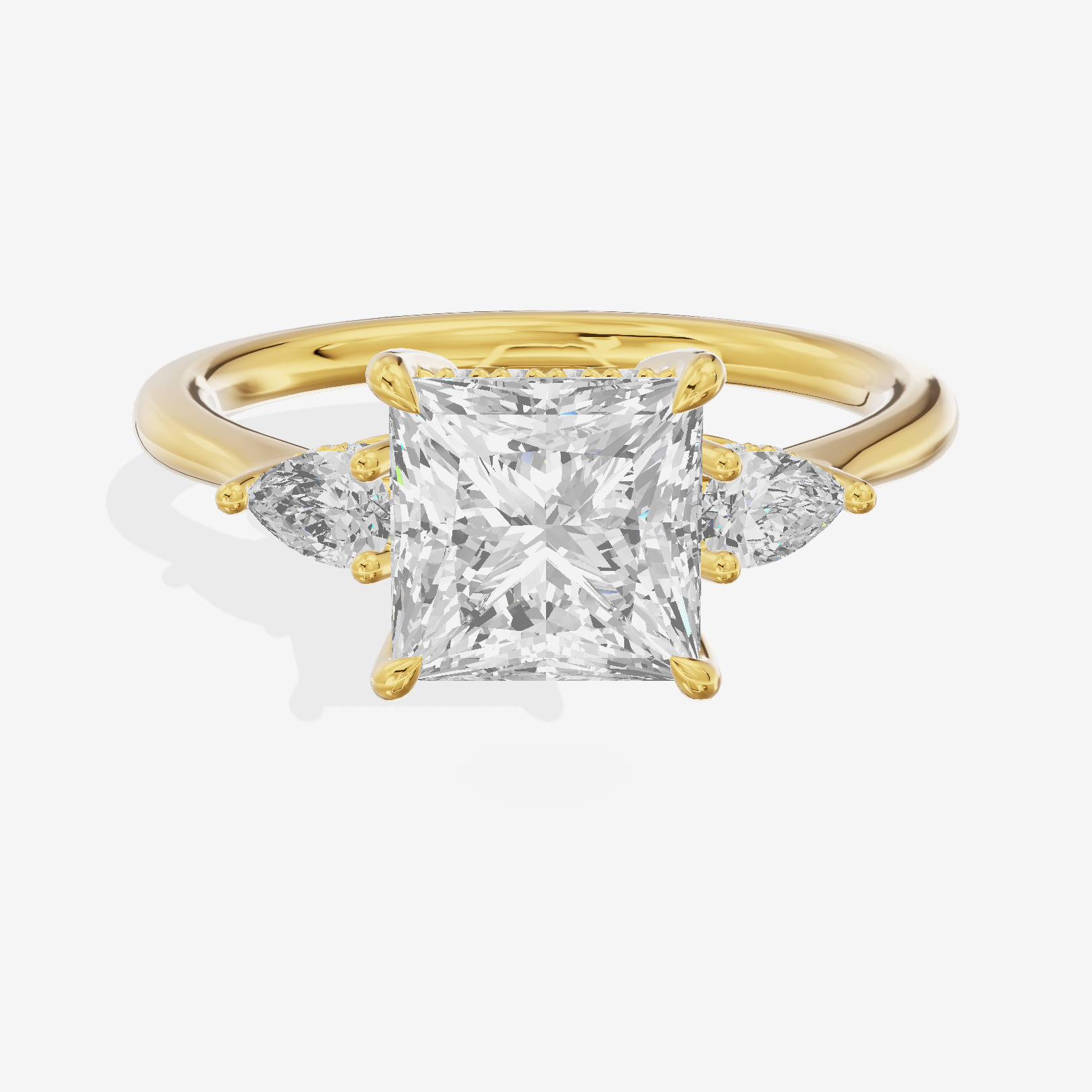 Petite Vowsae Three Stone Princess Engagement Ring (1/4 ct. tw.) in 18K Yellow Gold