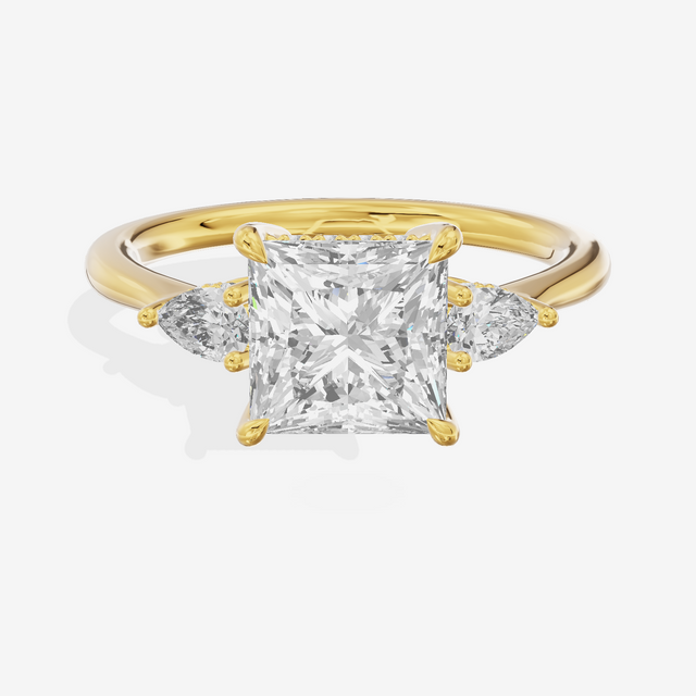 Petite Vowsae Three Stone Princess Engagement Ring (1/4 ct. tw.) in 18K Yellow Gold