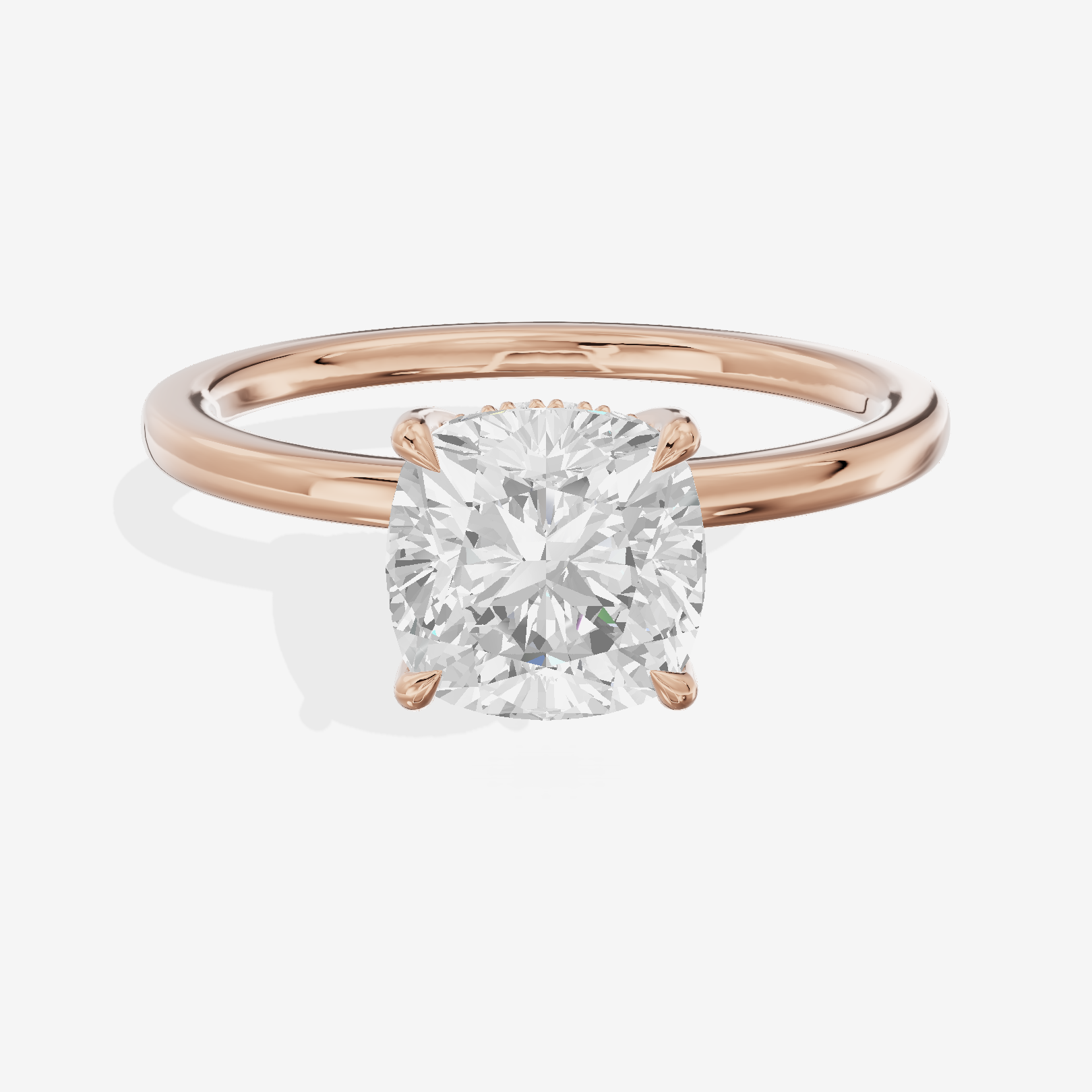 Grand Cherubine Cushion Engagement Ring with Side Stones (1/4 ct. tw.) in 18K Rose Gold