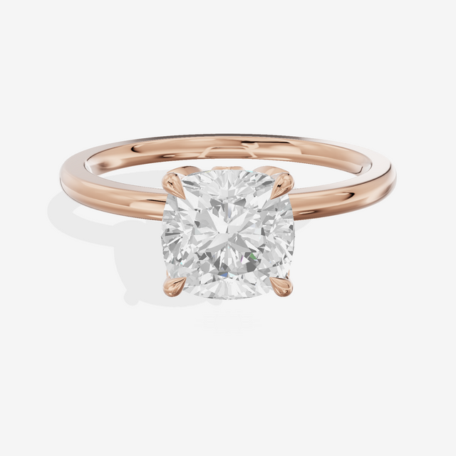 Whispered Vowsae Cushion Engagement Ring with Side Stones (1/15 ct. tw.) in 14K Rose Gold