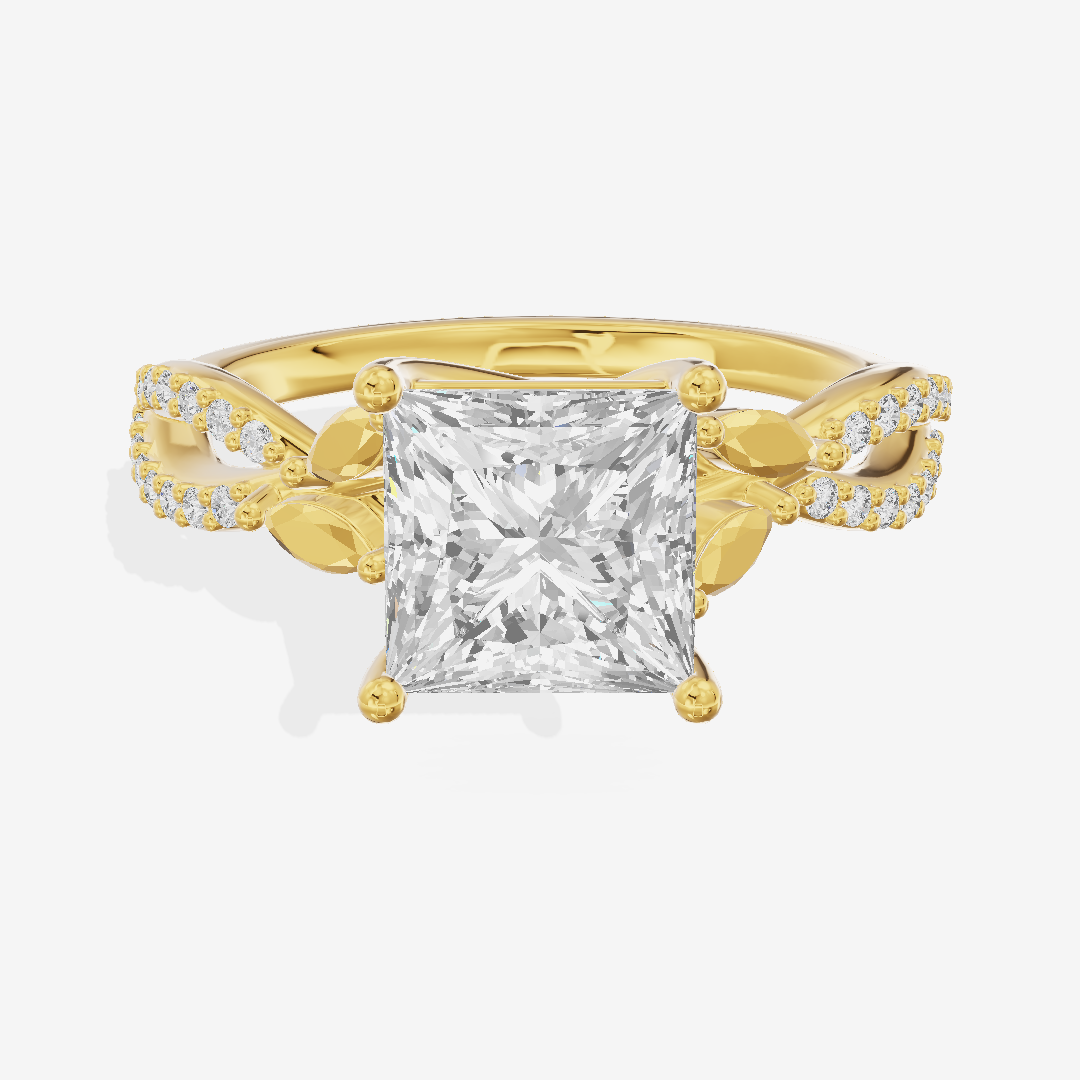 Luxe Domeline 1.5mm Princess Solitaire Engagement Ring (1/8 ct. tw.) in 14K Yellow Gold