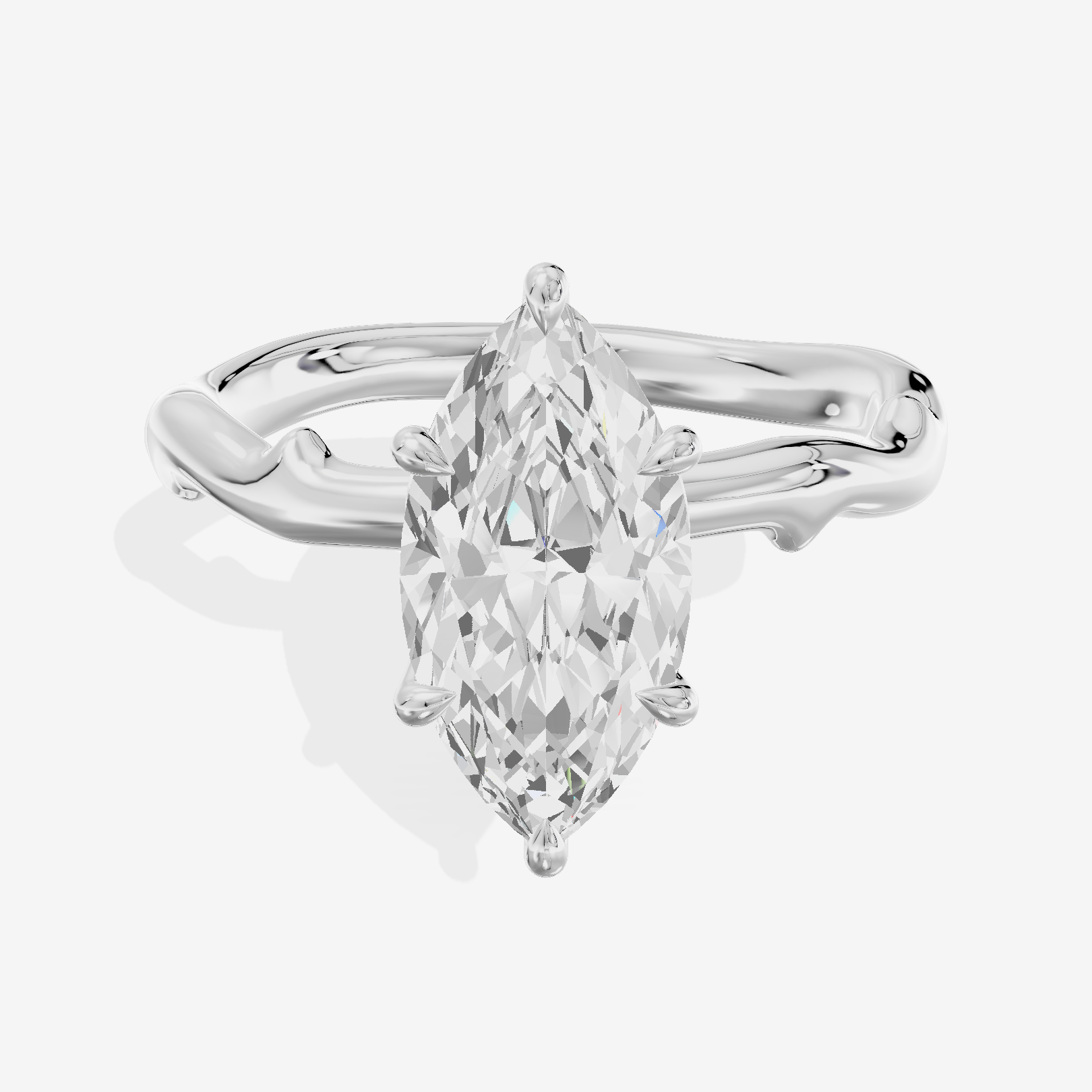Vowsae Cathedral 2.2mm Marquise Solitaire Engagement Ring in Platinum
