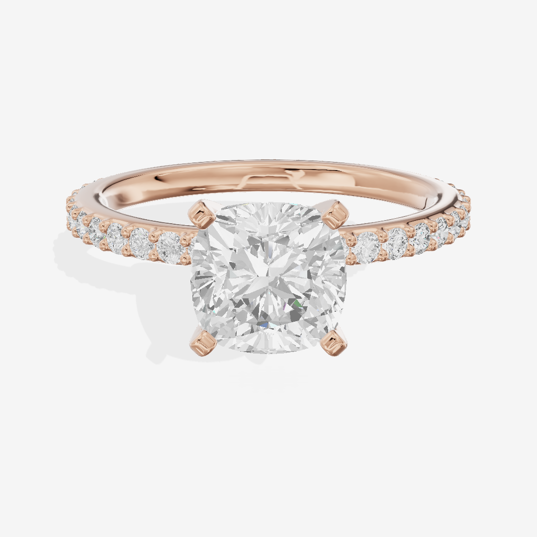 Petite Trellise Cushion Engagement Ring with Side Stones (1/3 ct. tw.) in 14K Rose Gold