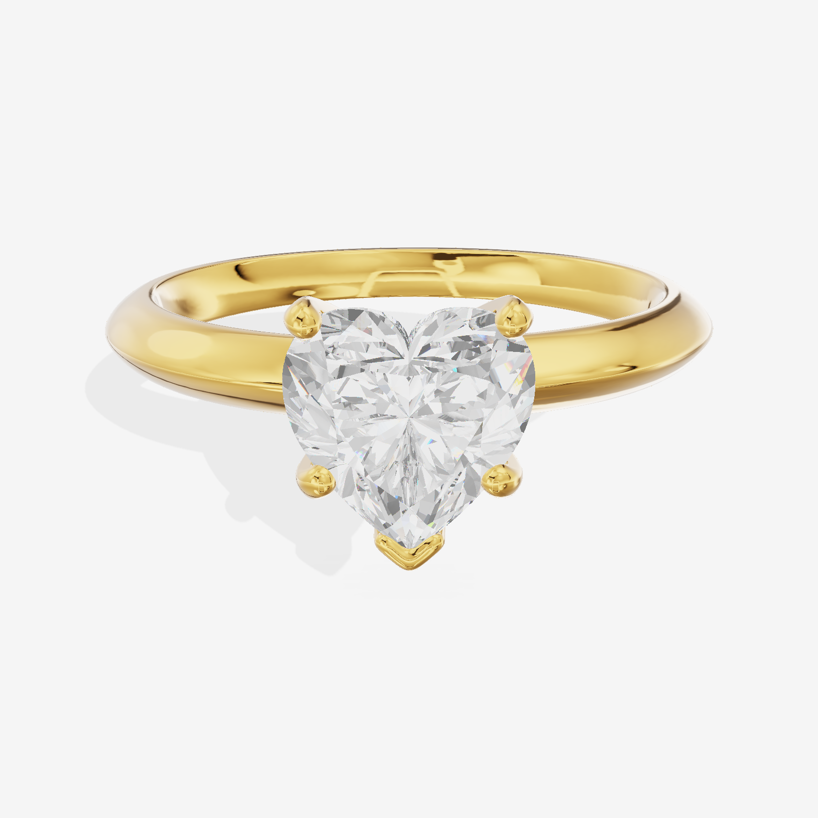 Classic Vowsae 2.5mm Heart Six-Prong Engagement Ring in 14K Yellow Gold