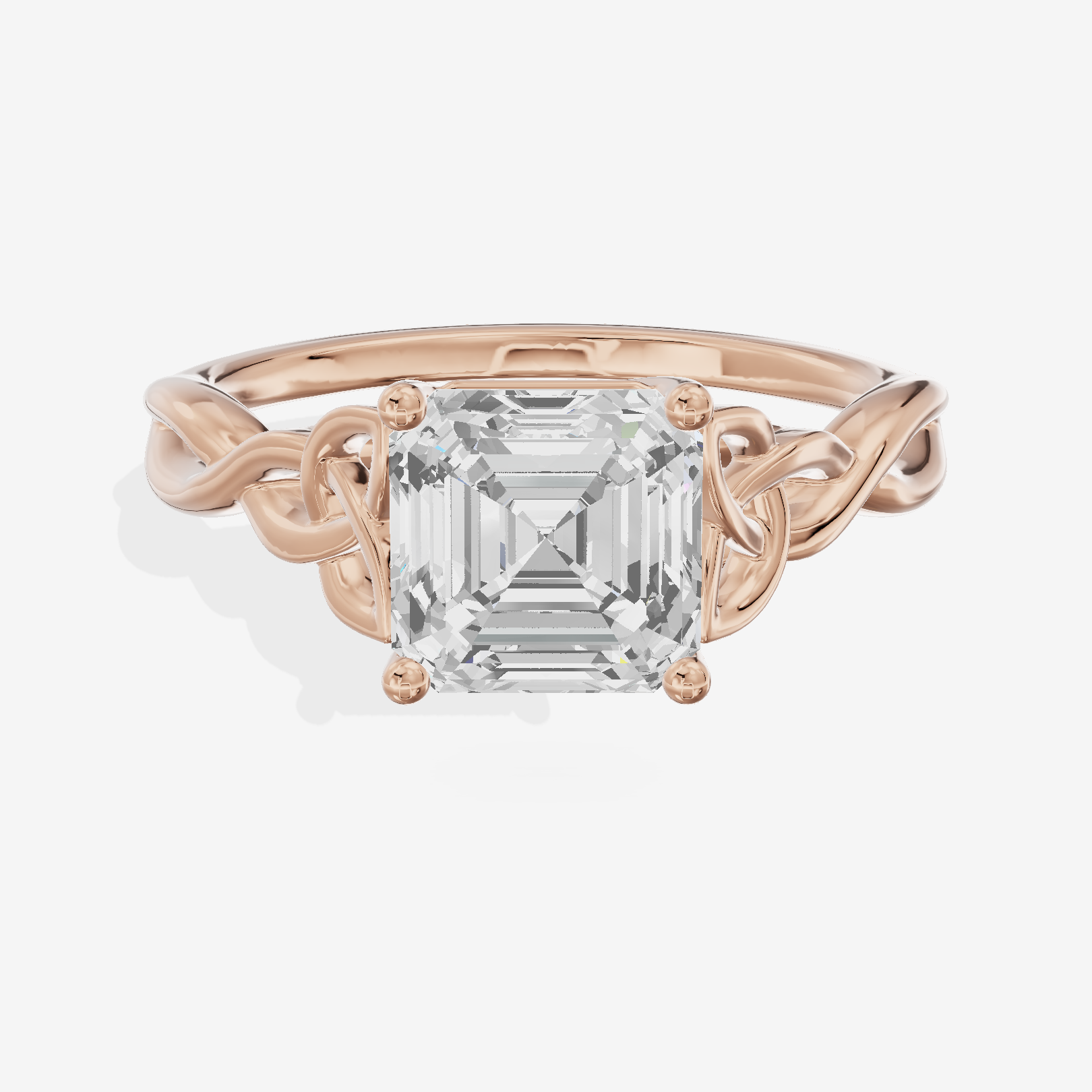 Modern Vowsae 2.5mm Asscher Solitaire Engagement Ring in 14K Rose Gold