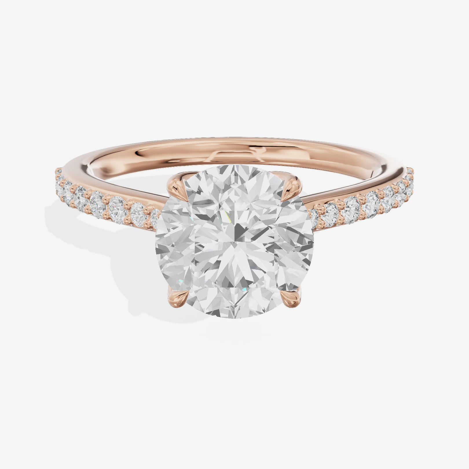 Petite Aurea Round Engagement Ring with Side Stones (1/6 ct. tw.) in 14K Rose Gold
