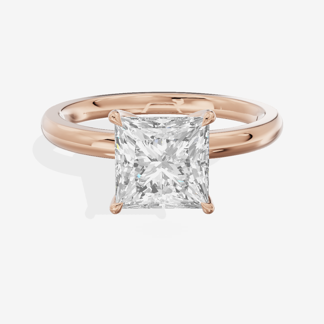 Petite Tender 2mm Princess Solitaire Engagement Ring in 18K Rose Gold