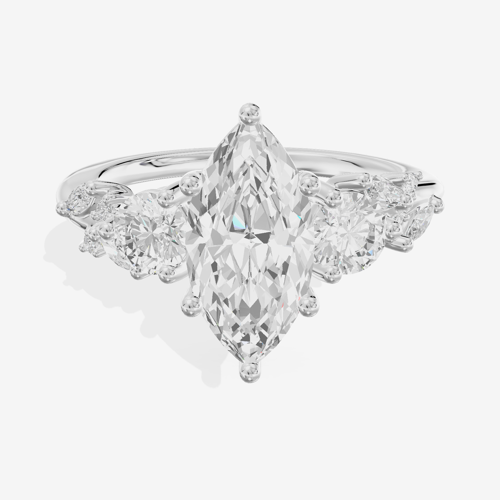Grand Sincere Three Stone Marquise Engagement Ring (1/3 ct. tw.) in 14K White Gold